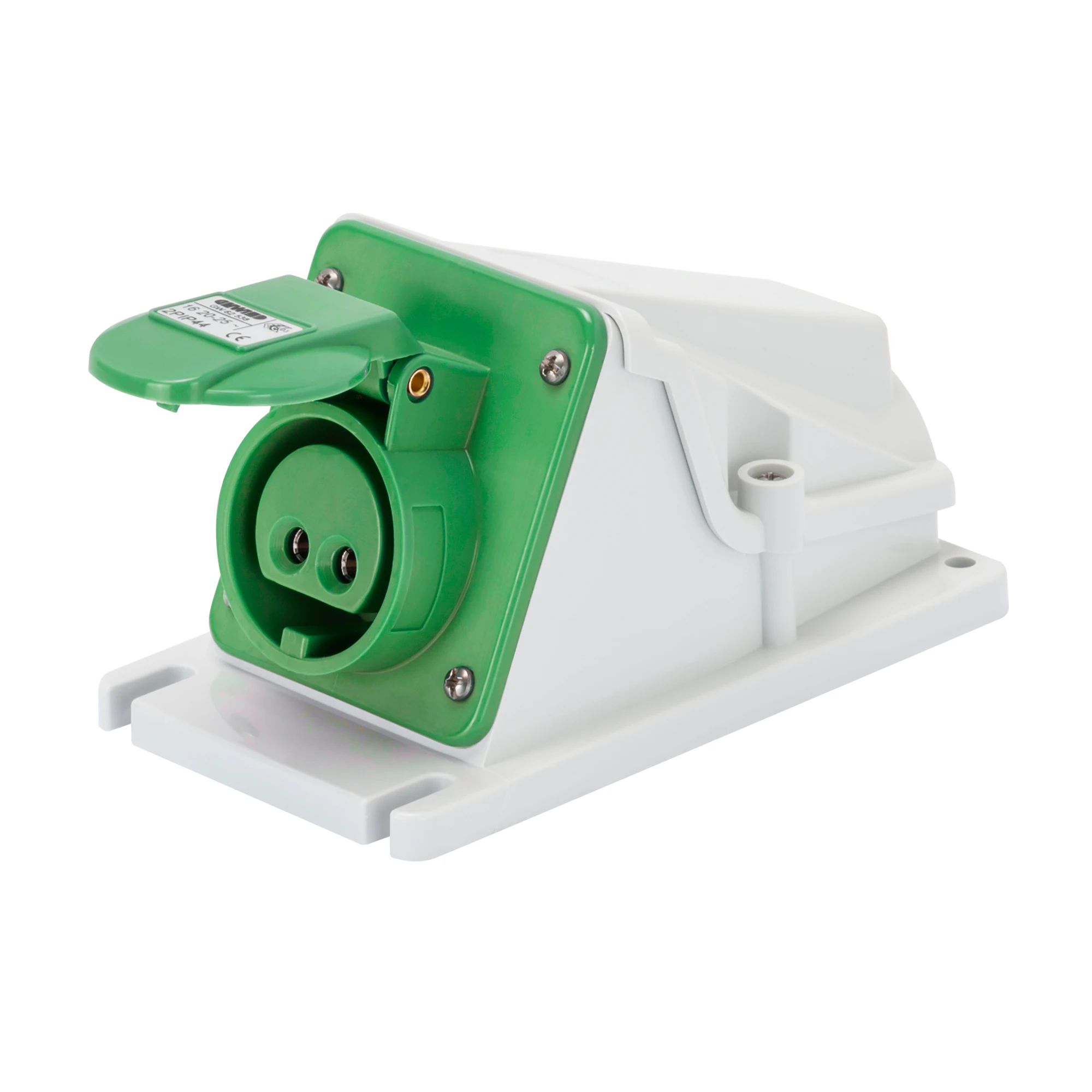 GEWISS GW62551 90° ANGLED SURFACE-MOUNTING SOCKET-OUTLET - IP44 - 2P 32A 20-25V and 40-50V 100-200HZ - GREEN - 4H - SCREW WIRING (img_001) GEWISS GW62551 90° ANGLED SURFACE-MOUNTING SOCKET-OUTLET - IP44 - 2P 32A 20-25V and 40-50V 100-200HZ - GREEN - 4H - SCREW WIRING (img_001)