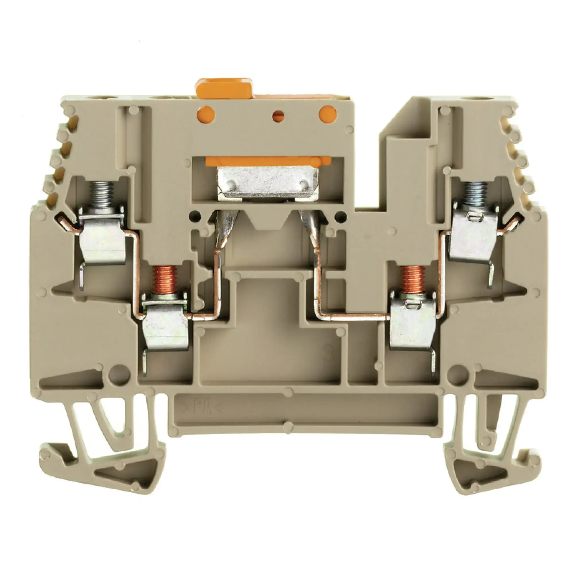 Weidmüller 2592670000 Test-disconnect terminal, Screw connection, dark beige, 2.5 mm², 24 A, 400 V, Number of connections: 4, Number of levels: 1 (img_001)