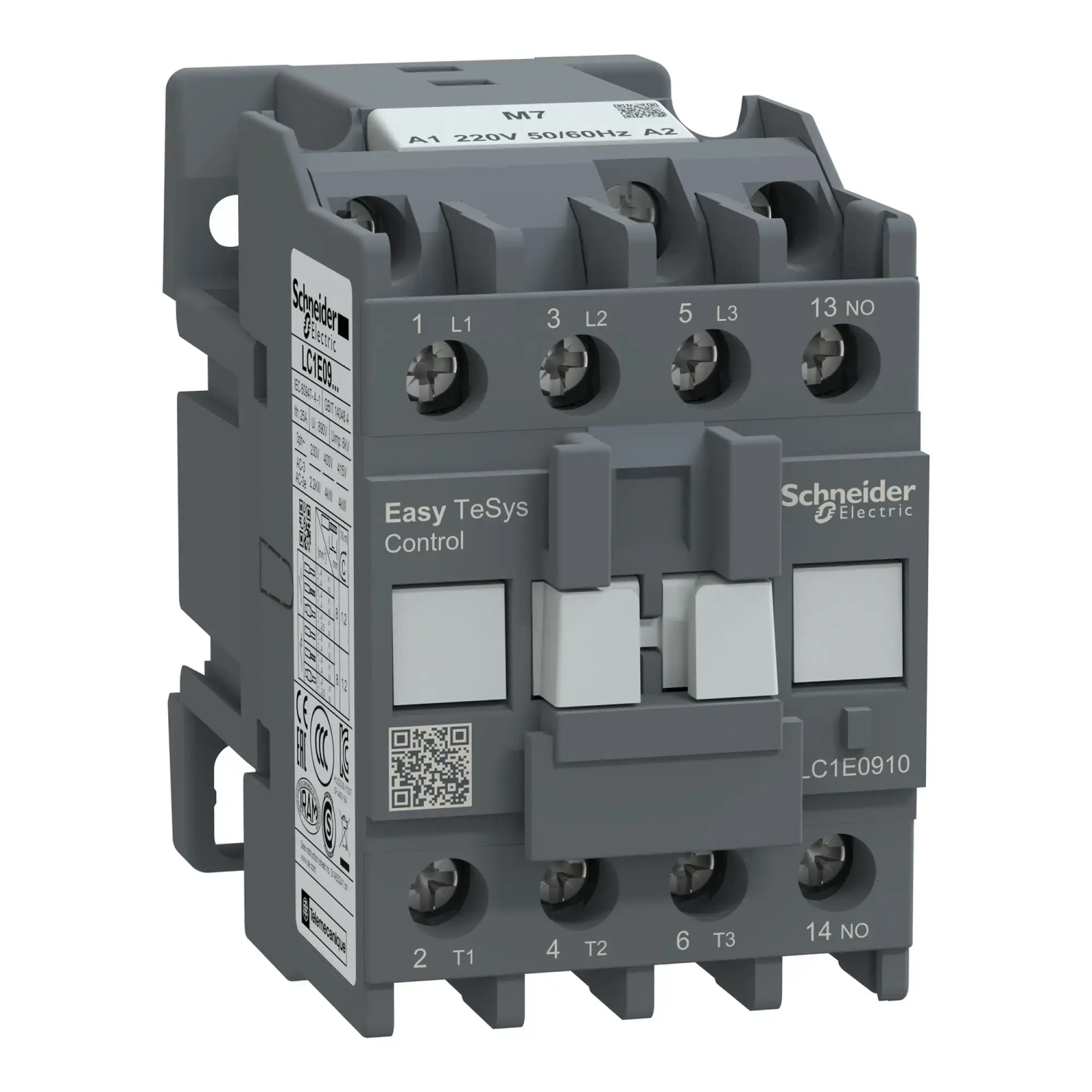 Schneider Electric LC1E0910M7 Easy TeSys Leistungsschütz 3P 9A 1NO 220V AC 50/60Hz (img_002)