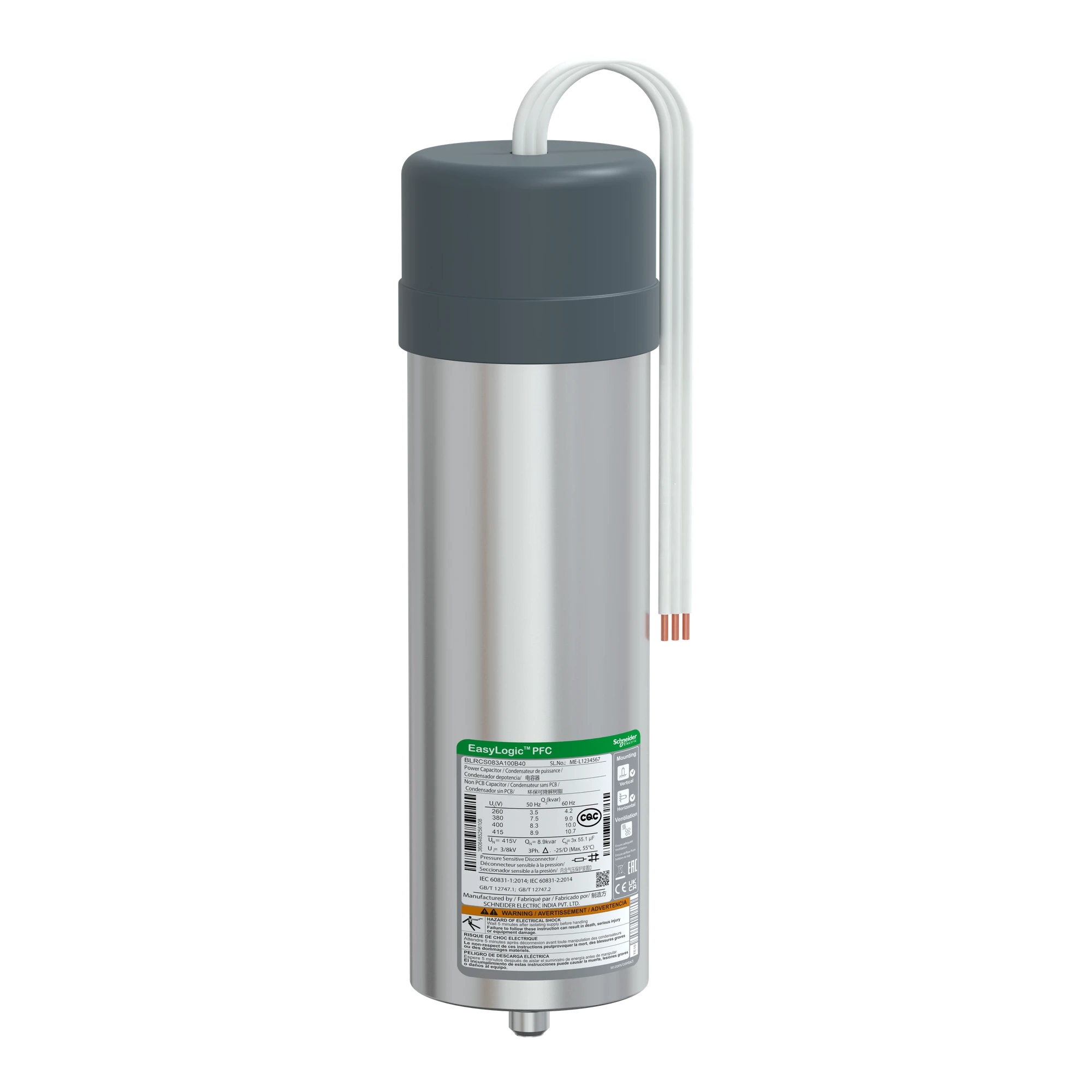 Schneider Electric BLRCS083A100B40 VarplusCan SDuty Capacitor, 8.3/10 kvar, 400 V, 50/60Hz (img_001) Schneider Electric BLRCS083A100B40 VarplusCan SDuty Capacitor, 8.3/10 kvar, 400 V, 50/60Hz (img_001)