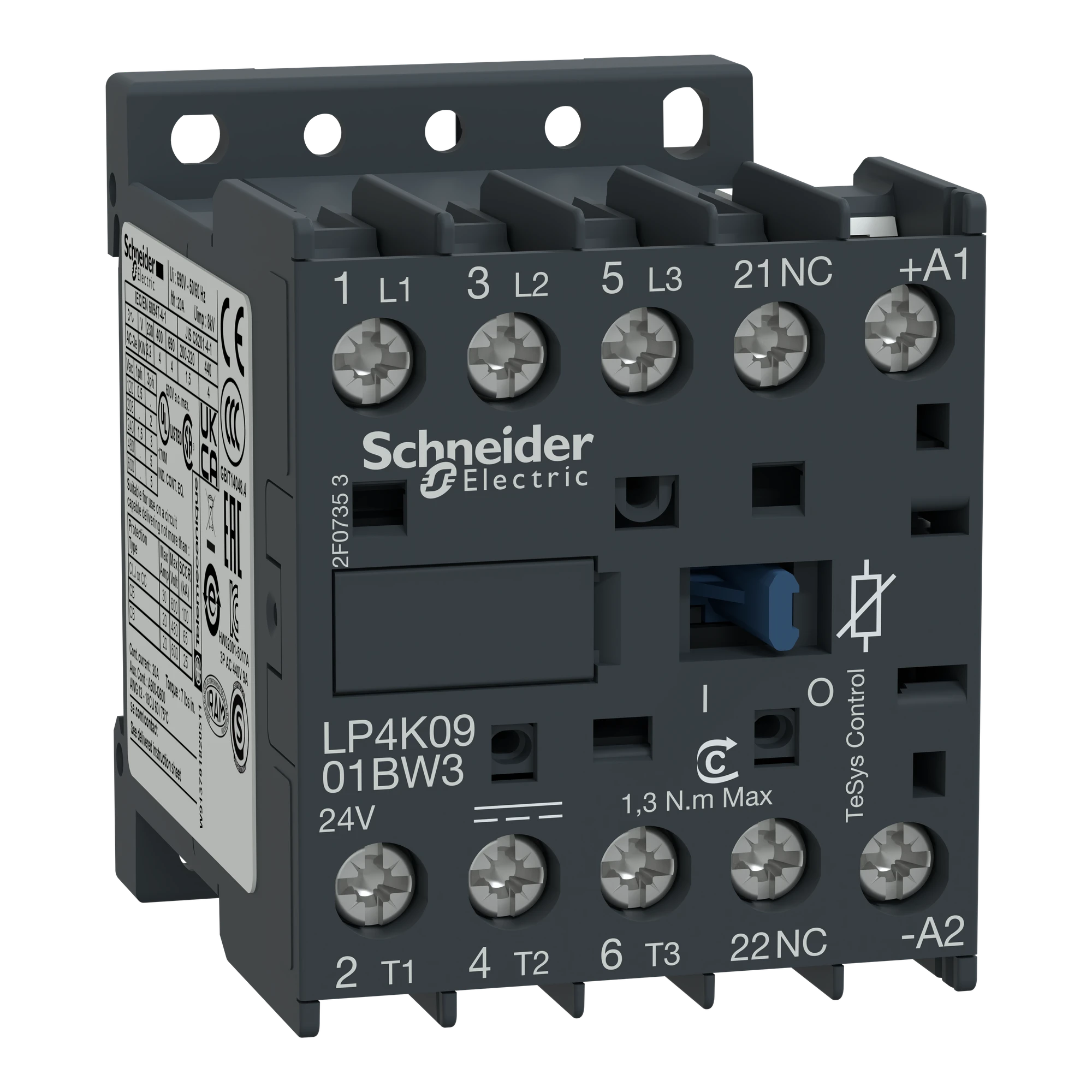 Schneider Electric LP4K0901BW3 Power contactor LP4K 3p, +1NO, 4 kW, 9 A, 400 V AC3, coil 24 V DC (img_001) Schneider Electric LP4K0901BW3 Power contactor LP4K 3p, +1NO, 4 kW, 9 A, 400 V AC3, coil 24 V DC (img_001)