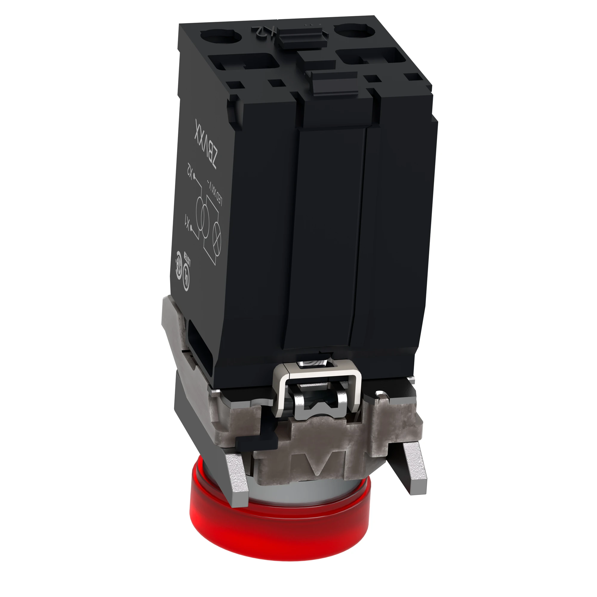 Schneider Electric XB4BV44 Pilot light, Harmony XB4, Metal, 22mm, red, with transformer, BA9s bulb, smooth calotte, screw terminal, 230V AC (img_006)
