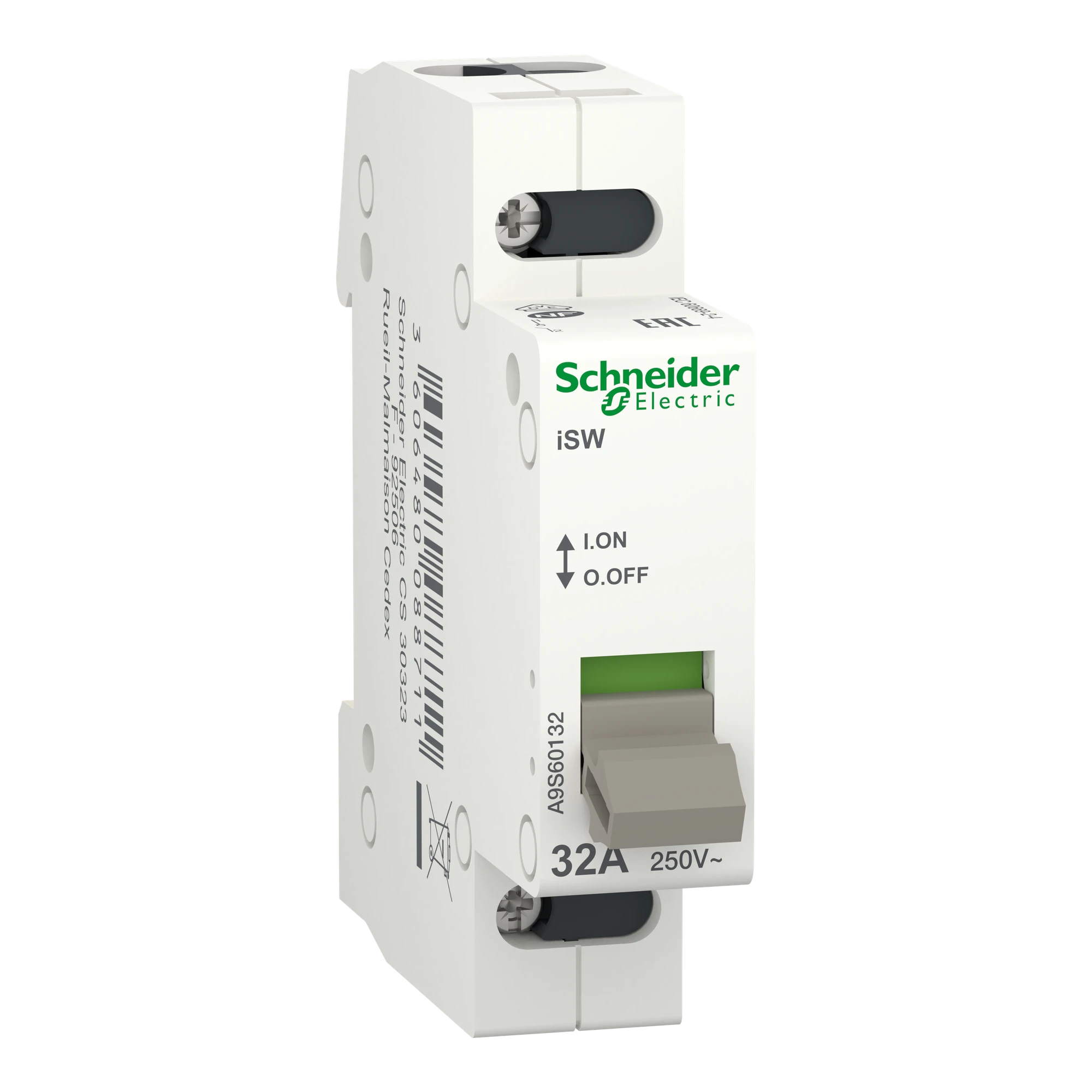 Schneider Electric A9S60132 Load disconnect switch iSW, 1P, 32A, 250V (img_001) Schneider Electric A9S60132 Load disconnect switch iSW, 1P, 32A, 250V (img_001)