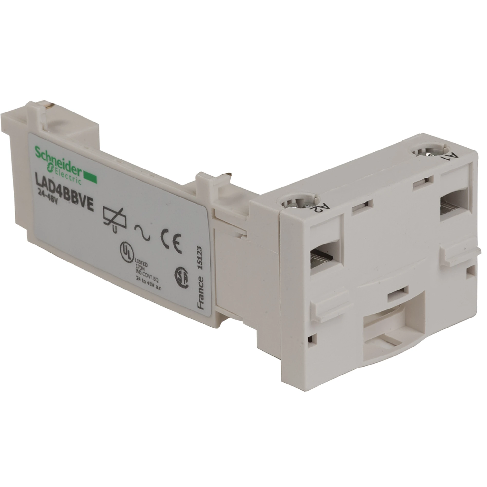 Schneider Electric LAD4BBVE Coil adapter, retrofit, VAR 24-48VAC, for D09/D38 (img_001) Schneider Electric LAD4BBVE Coil adapter, retrofit, VAR 24-48VAC, for D09/D38 (img_001)