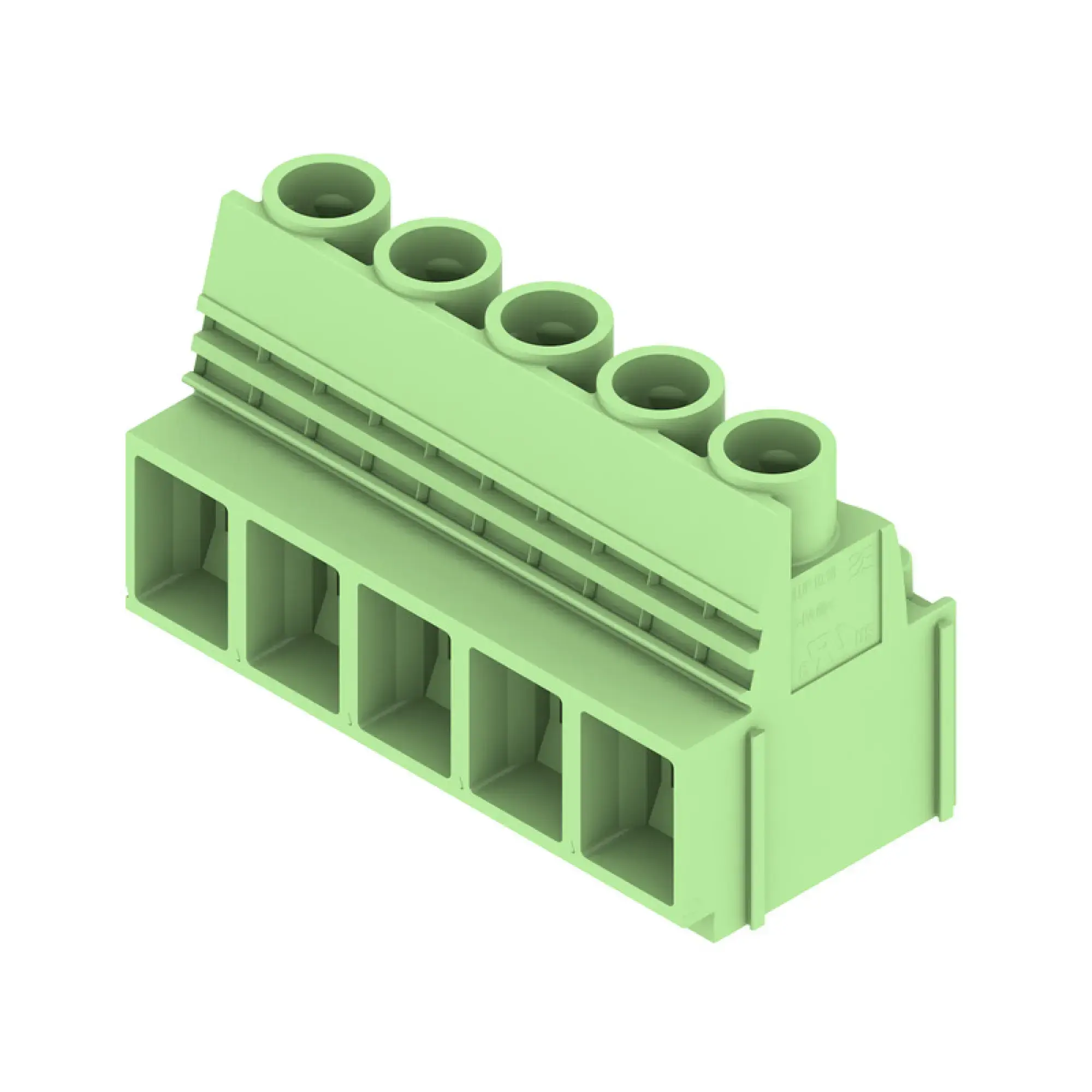 Weidmüller 1538050000 PCB terminal, 1000 V, 76 A, Pitch in mm: 10.16, 16 mm², Number of poles: 5, Clamping yoke connection, THT solder connection, 90°, Box (img_001)