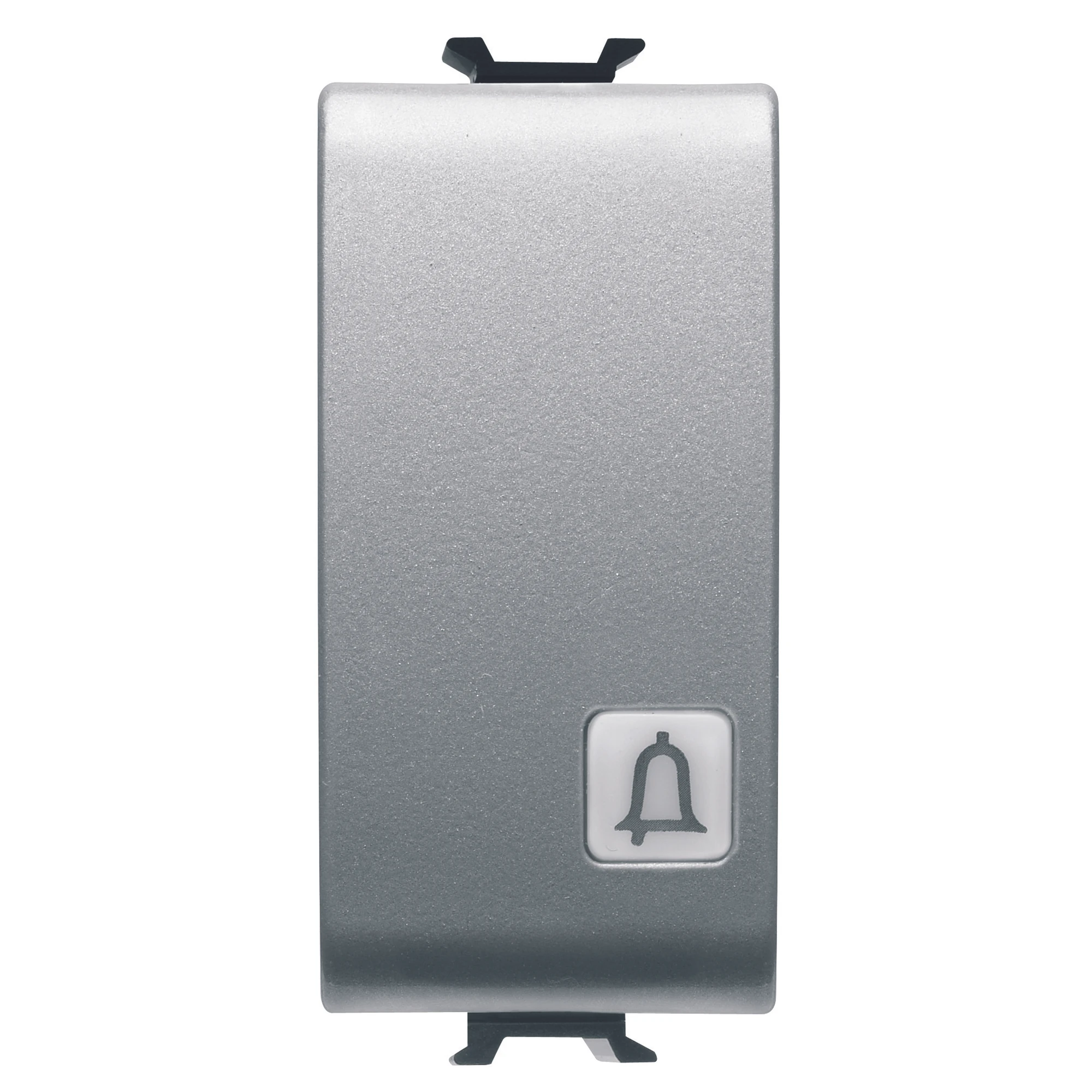 GEWISS GW14153 PUSH-BUTTON 1P 250V ac - NO 16A ILLUMINABLE - WITH REPLACEABLE NEUTRAL LENS - SYMBOL: BELL - 1 MODULE - TITANIUM - CHORUSMART (img_001)