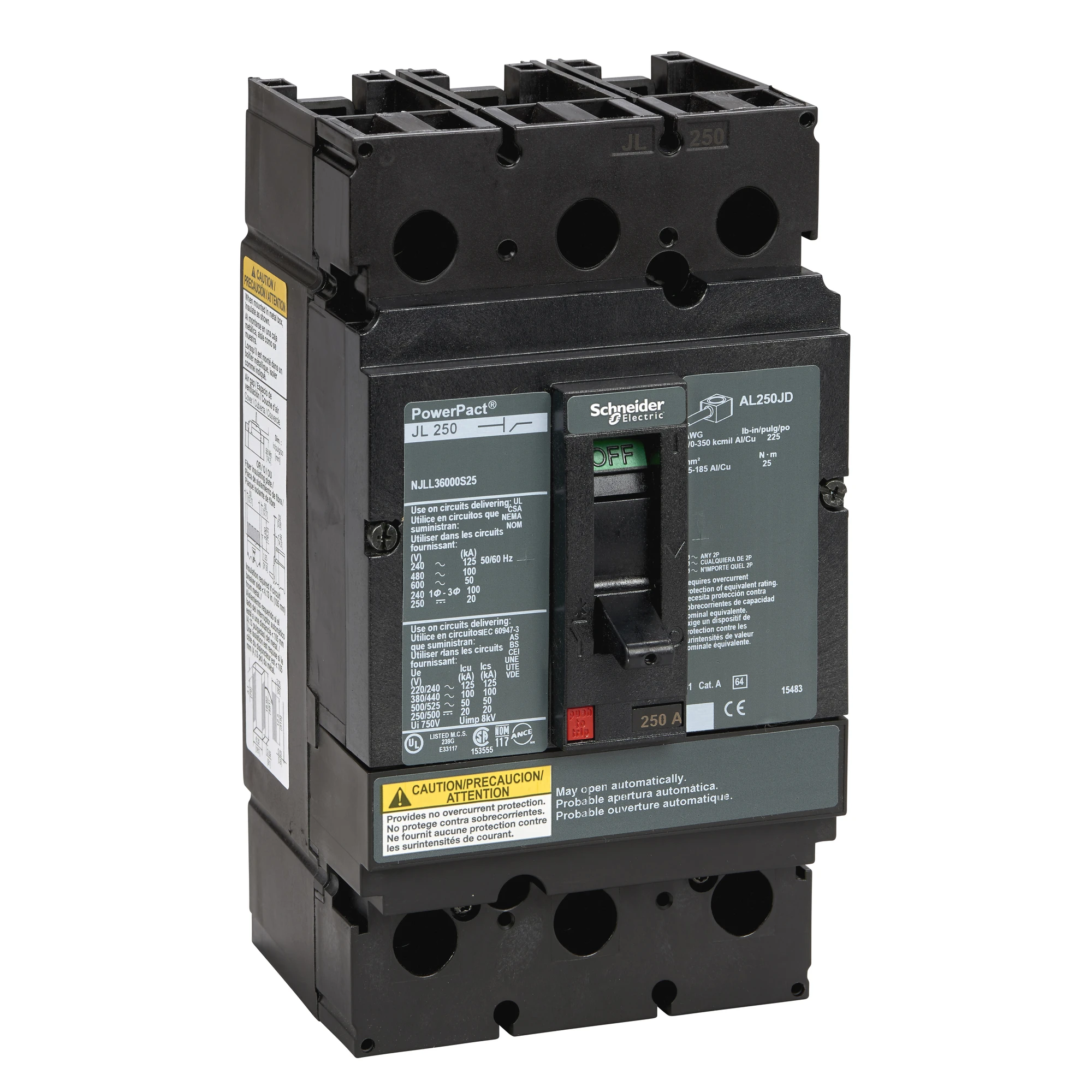Schneider Electric NJLL36000S25 Load Disconnect Switch – PowerPact Multistandard – J-Frame – 250 A – 125 kA (img_001) Schneider Electric NJLL36000S25 Load Disconnect Switch – PowerPact Multistandard – J-Frame – 250 A – 125 kA (img_001)