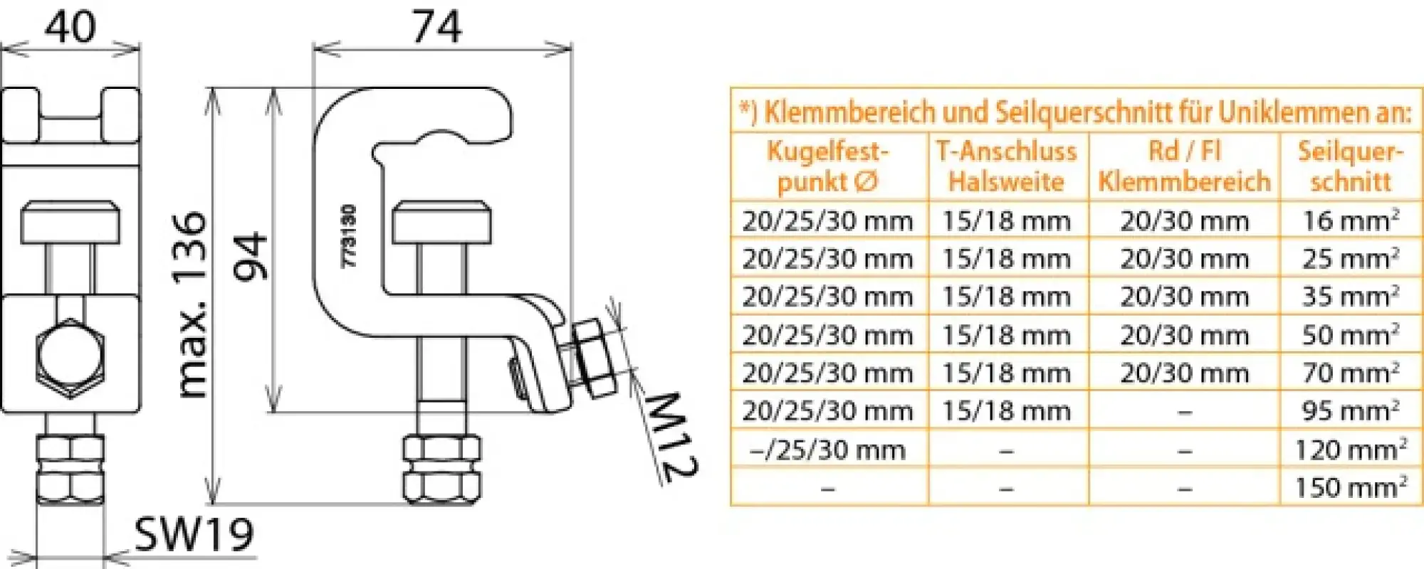 Dehn 773130 Univ. clamp D 25/30mm T 18mm a. round /flat cond. up to 30mm w. hexagon shaft (img_002) Dehn 773130 Univ. clamp D 25/30mm T 18mm a. round /flat cond. up to 30mm w. hexagon shaft (img_002)