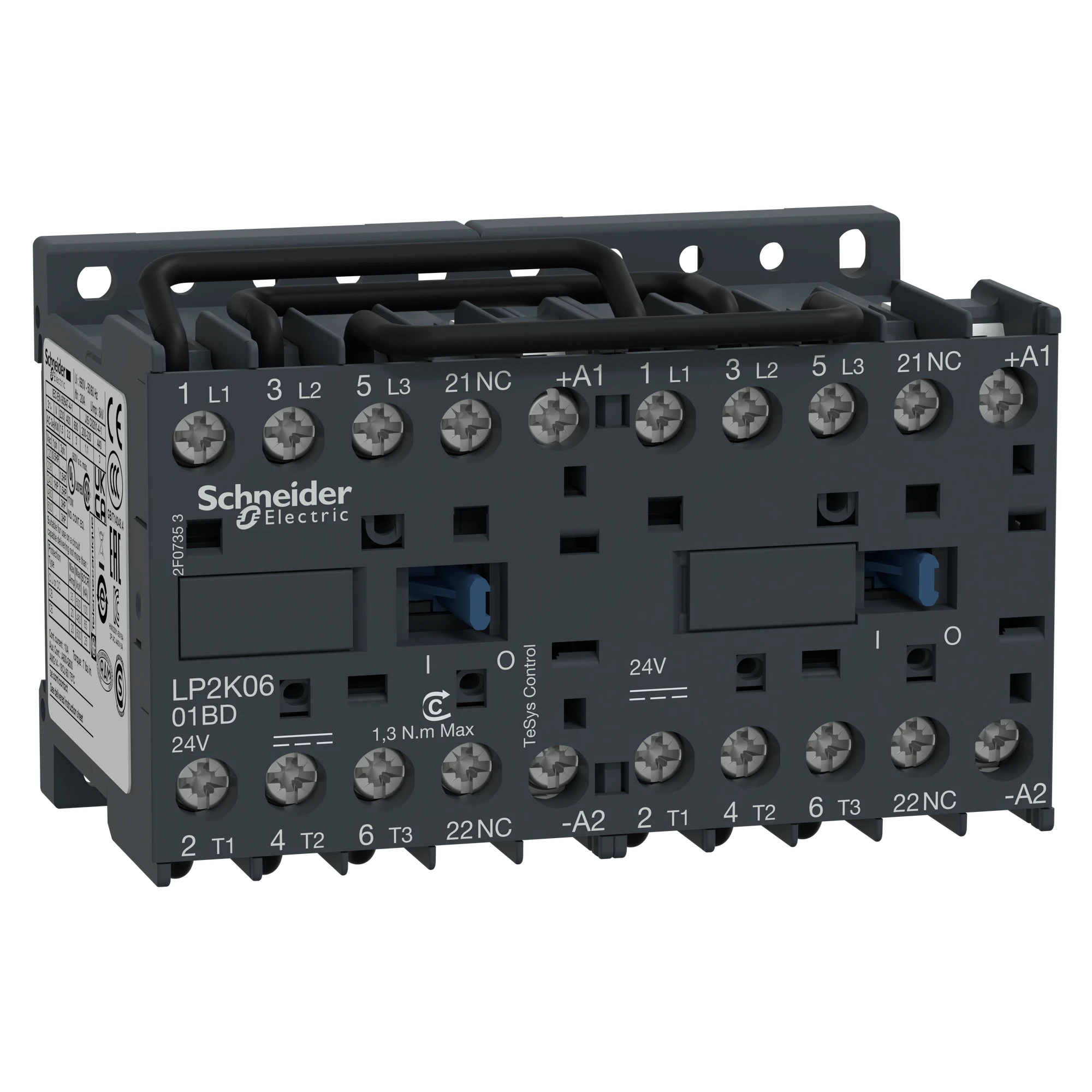 Schneider Electric LP2K0901BD Reversing contactor combination, 3p+1NO, 4kW/400V/AC3, 9A, coil 24V DC (img_002)