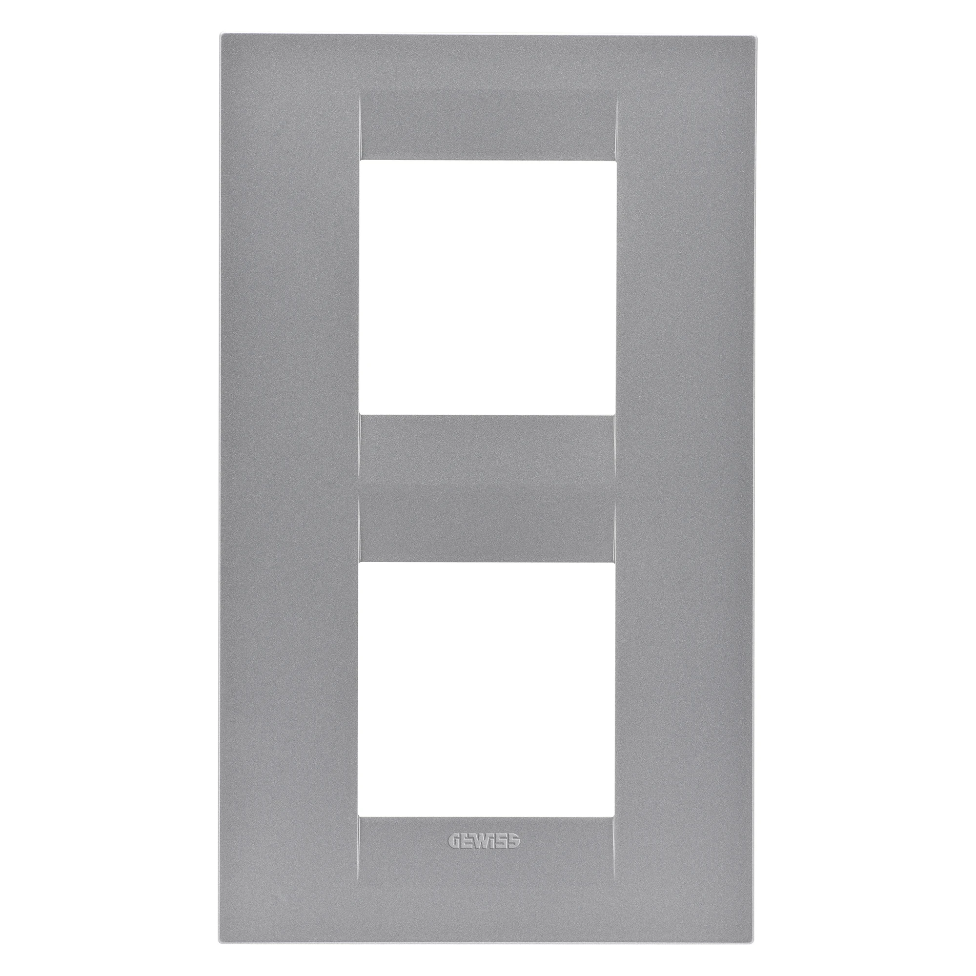 GEWISS GW16424VT GEO INTERNATIONAL PLATE - IN PAINTED TECHNOPOLYMER - 2+2 MODULES VERTICAL - TITANIUM- CHORUSMART (img_001)