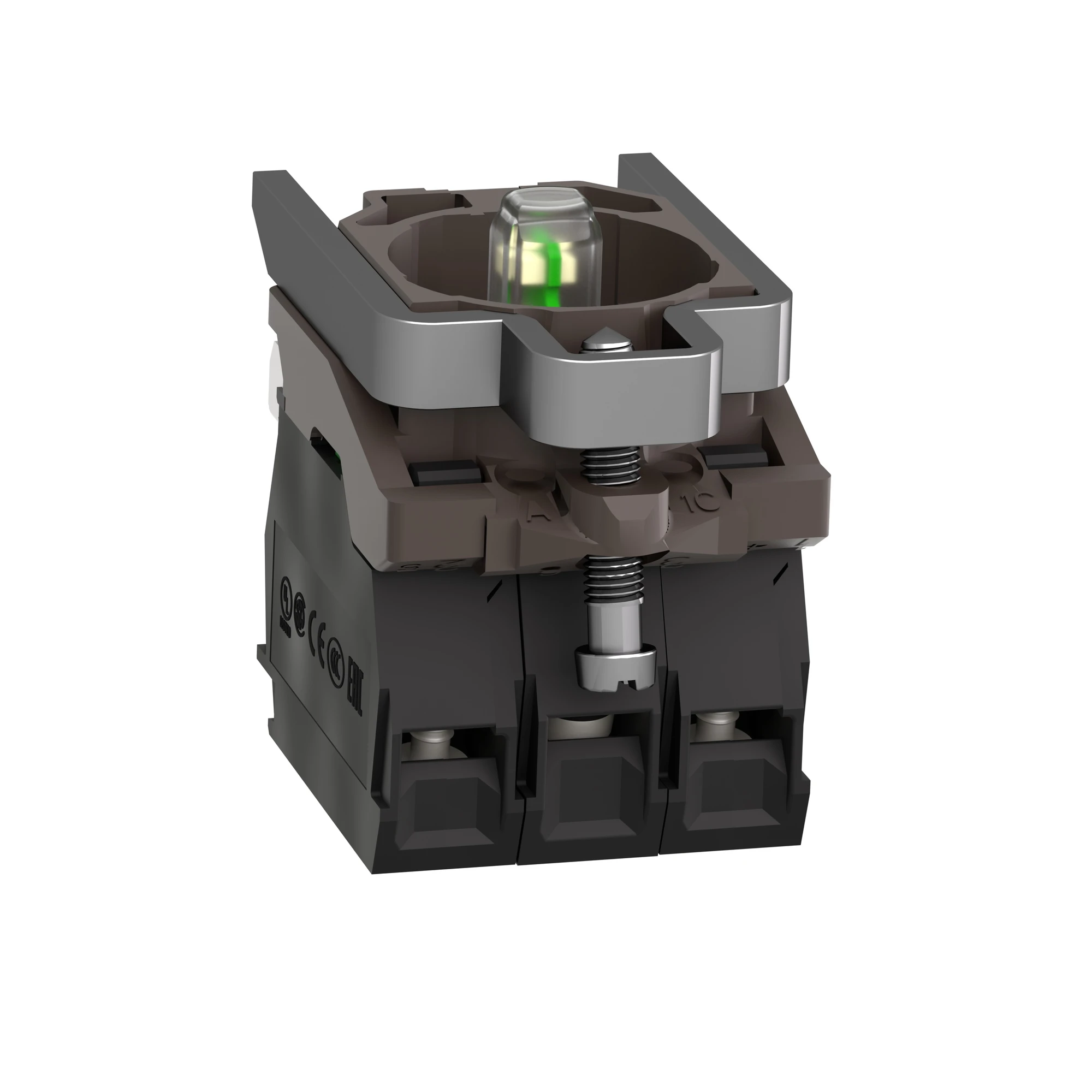 Schneider Electric ZB4BW0M13 Auxiliary contact block with mounting flange, Harmony XB4, metal, white, universal LED, 2S, 230-240V AC (img_006)