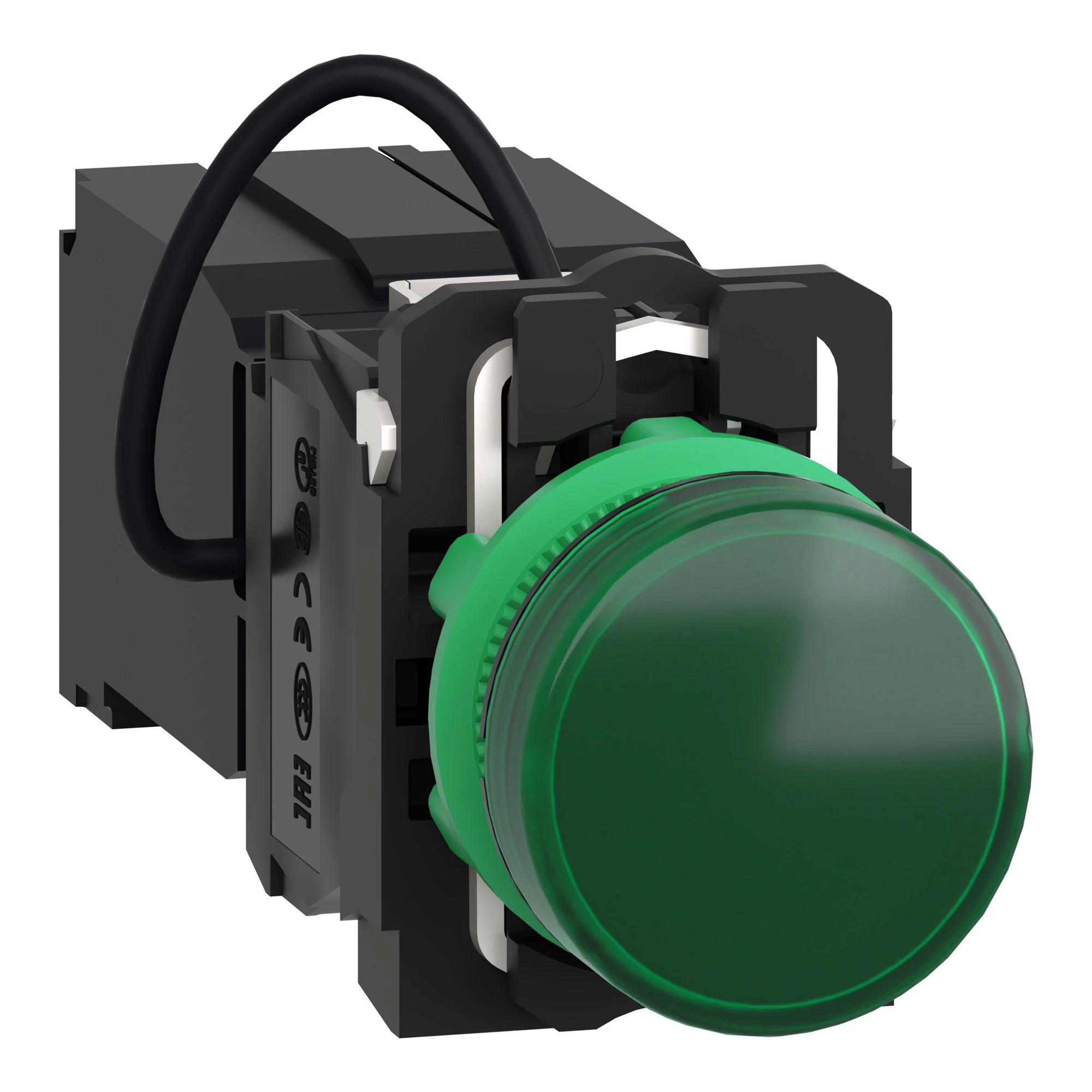 Schneider Electric XB5AV5B3 Pilot light, Harmony XB5, plastic, green, 22mm, universal LED, smooth dome, 400V AC (img_001)