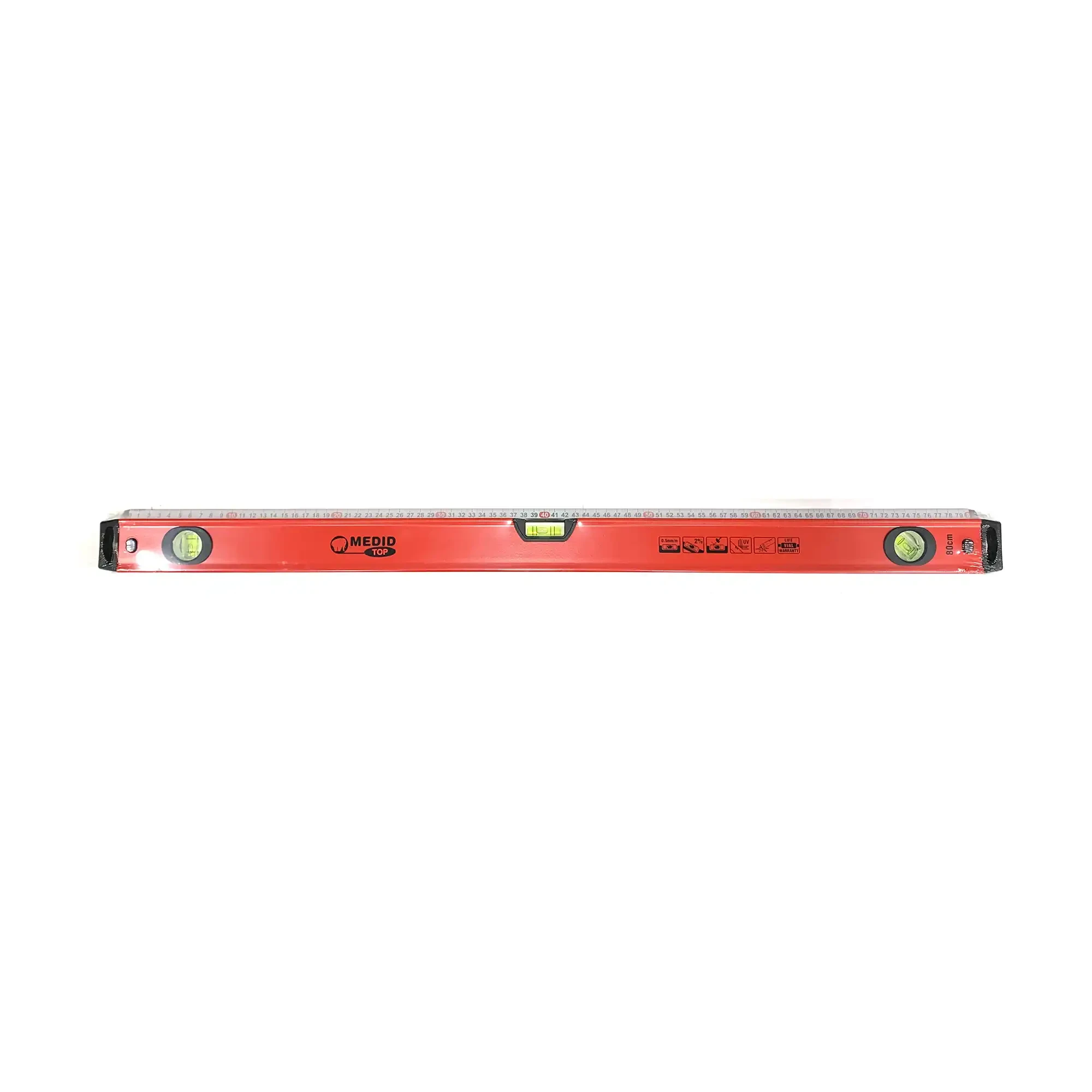 MEDID 77080 Aluminium spirit level with ruler 80 cm (img_001) MEDID 77080 Aluminium spirit level with ruler 80 cm (img_001)