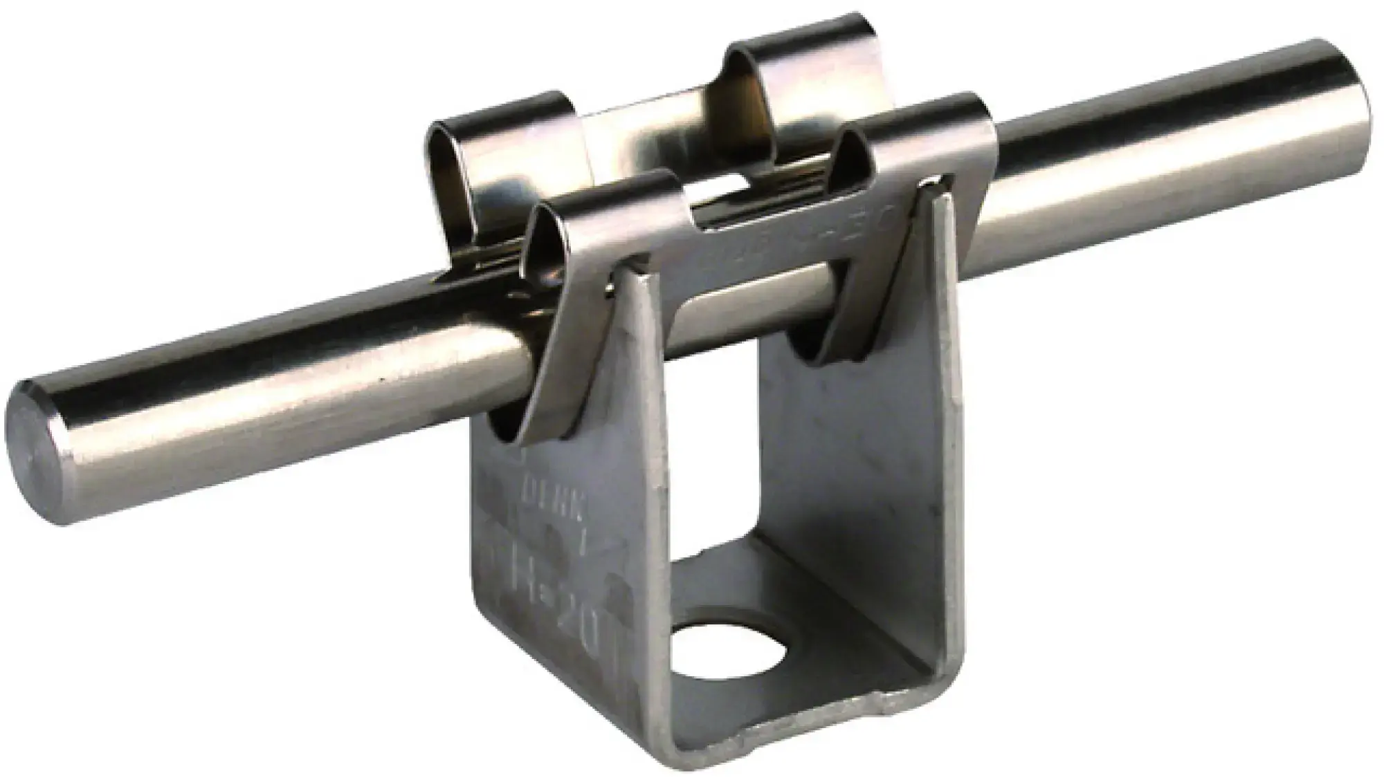 Dehn 207009 Conductor holder DEHNgrip StSt f. Rd 8mm H 20mm with fixing bore 7.8mm (img_001) Dehn 207009 Conductor holder DEHNgrip StSt f. Rd 8mm H 20mm with fixing bore 7.8mm (img_001)