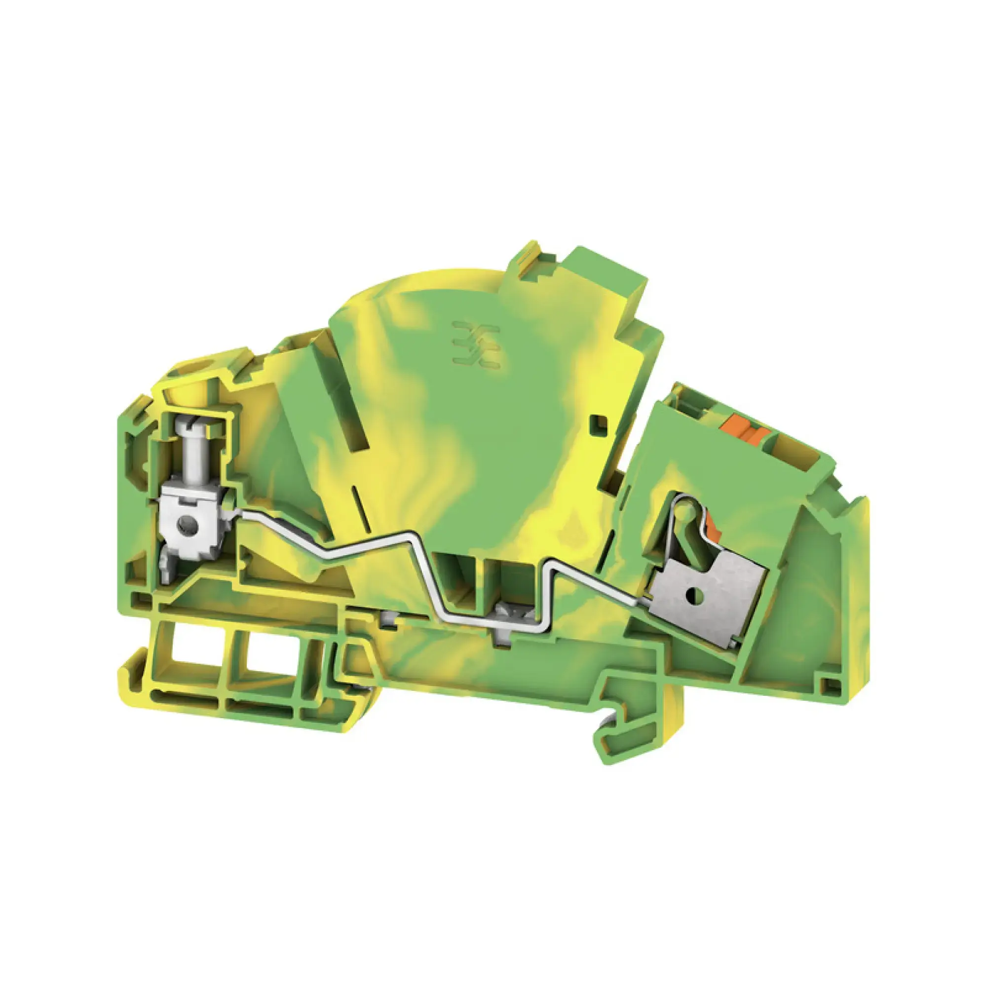 Weidmüller 2710120000 PE terminal, Hybrid connection, Green/yellow, 6 mm², 500 V, Number of connections: 2, Number of levels: 1, TS 35, V-0, Wemid (img_001) Weidmüller 2710120000 PE terminal, Hybrid connection, Green/yellow, 6 mm², 500 V, Number of connections: 2, Number of levels: 1, TS 35, V-0, Wemid (img_001)