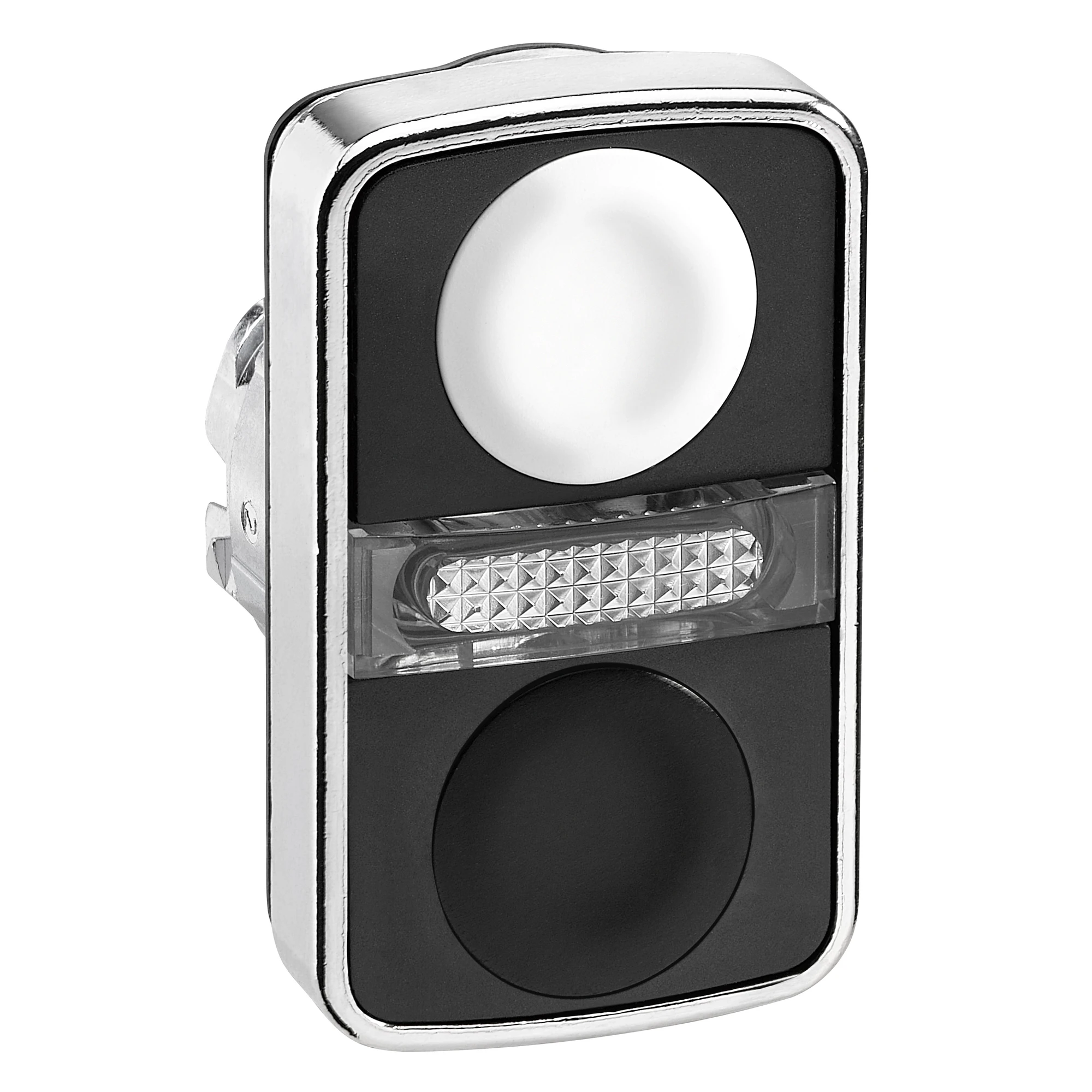 Schneider Electric ZB4BW7A1720 Double push button, front element, Harmony XB4, metal, 22mm, black, white, unmarked, illuminated (img_001)