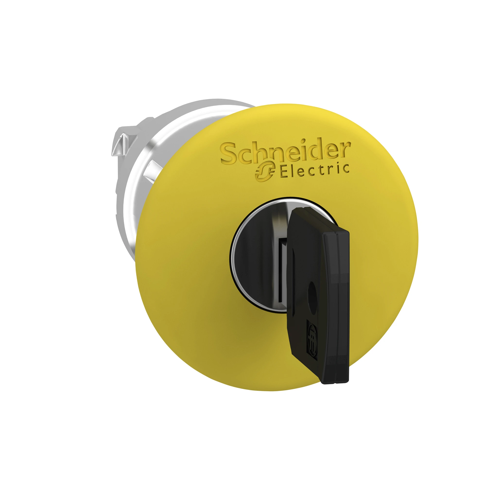 Schneider Electric ZB4BS15 Mushroom Push Button, Front Element, Harmony XB4, Metal, 22mm, Yellow, Mushroom 40mm, Key Release (img_001)