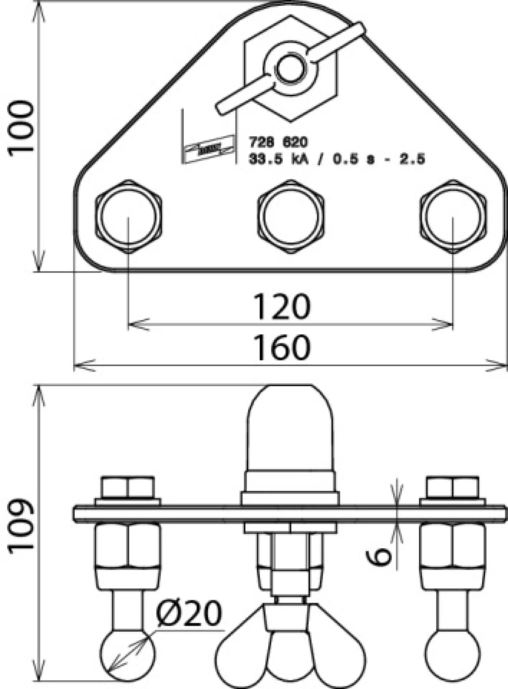 Dehn 728620 Earth connecting plate with ball head cap and 3 fixed ball points D 20mm (img_002)