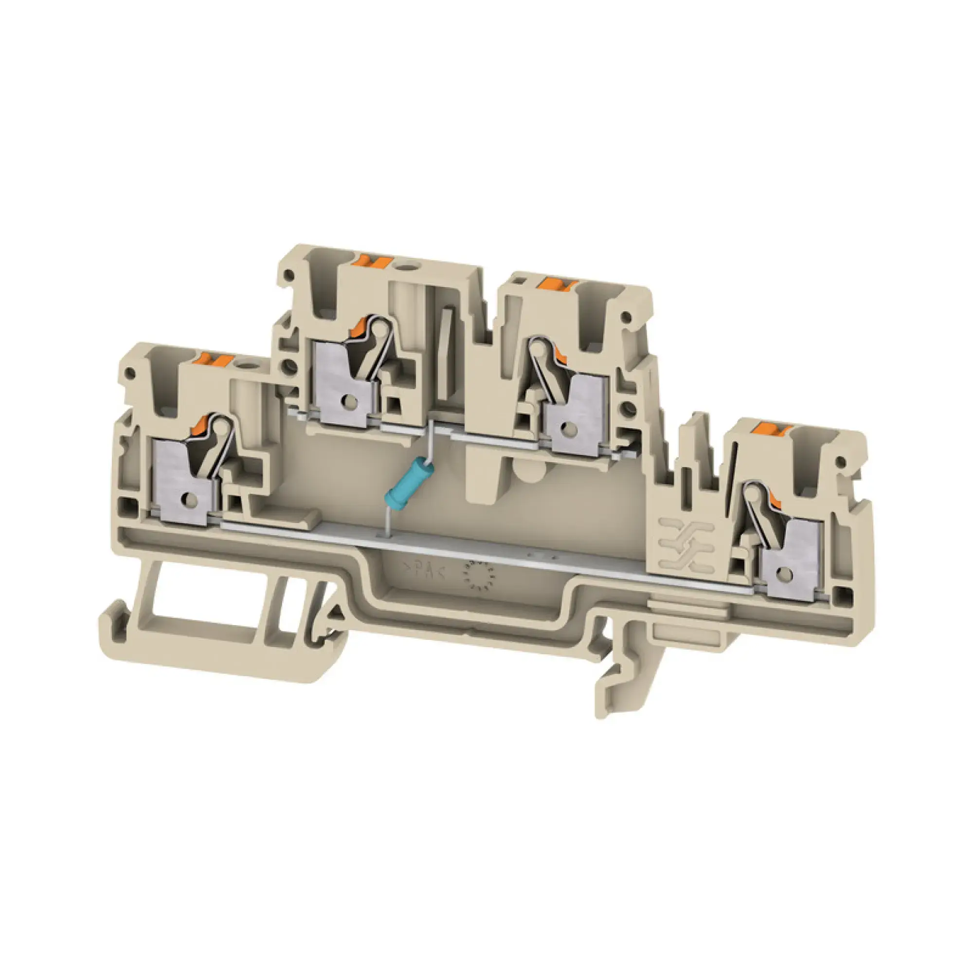 Weidmüller 3030600000 Component terminal block, PUSH IN, dark beige, 2.5 mm², 500 V, 500 V, Number of connections: 4, Number of levels: 2, TS 35, V-0, Wemid (img_001)