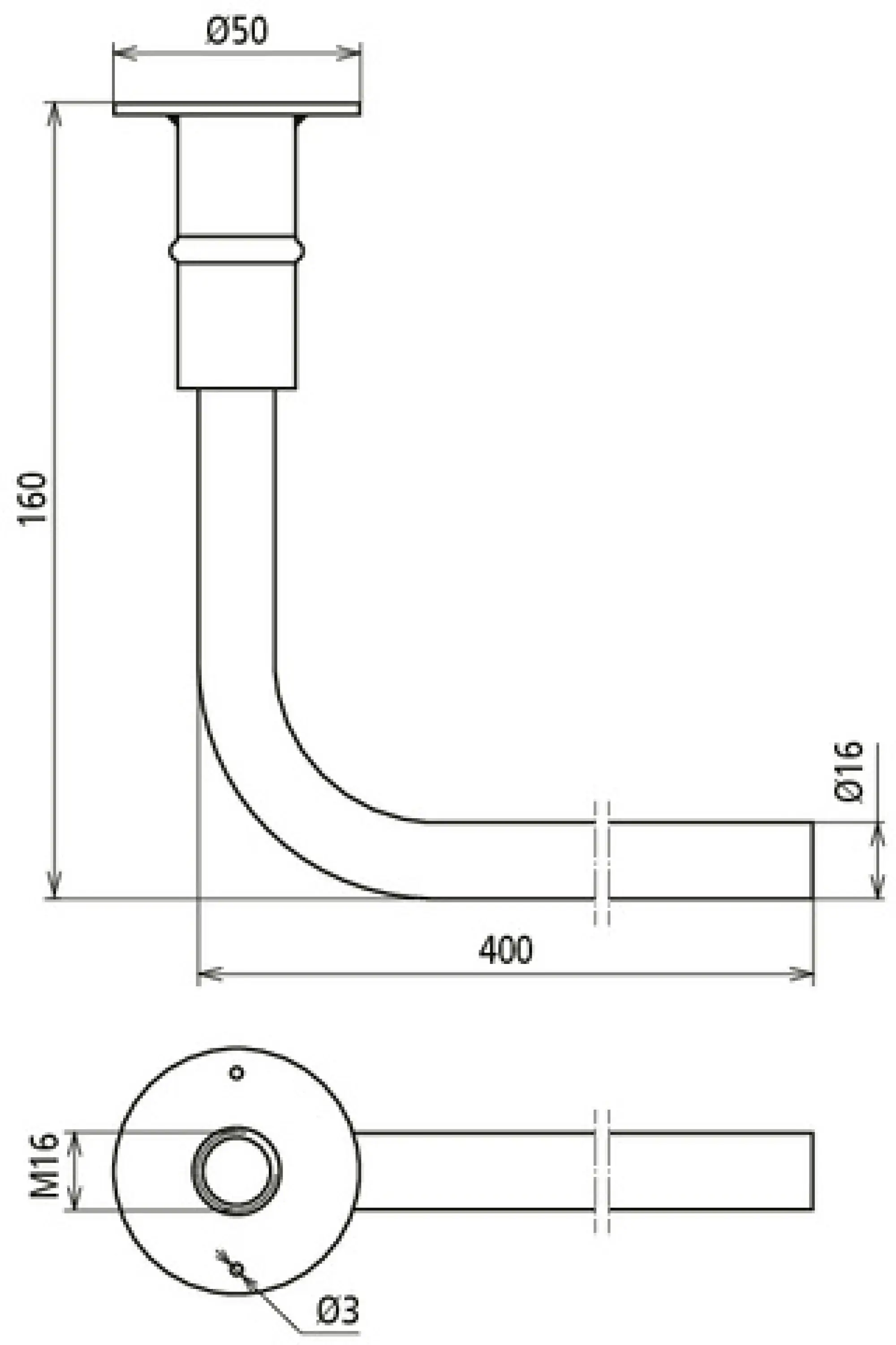 Dehn 419020 Reinf. steel earthing bridge, angled, conn. plate with M16 thread D 50mm (img_002)