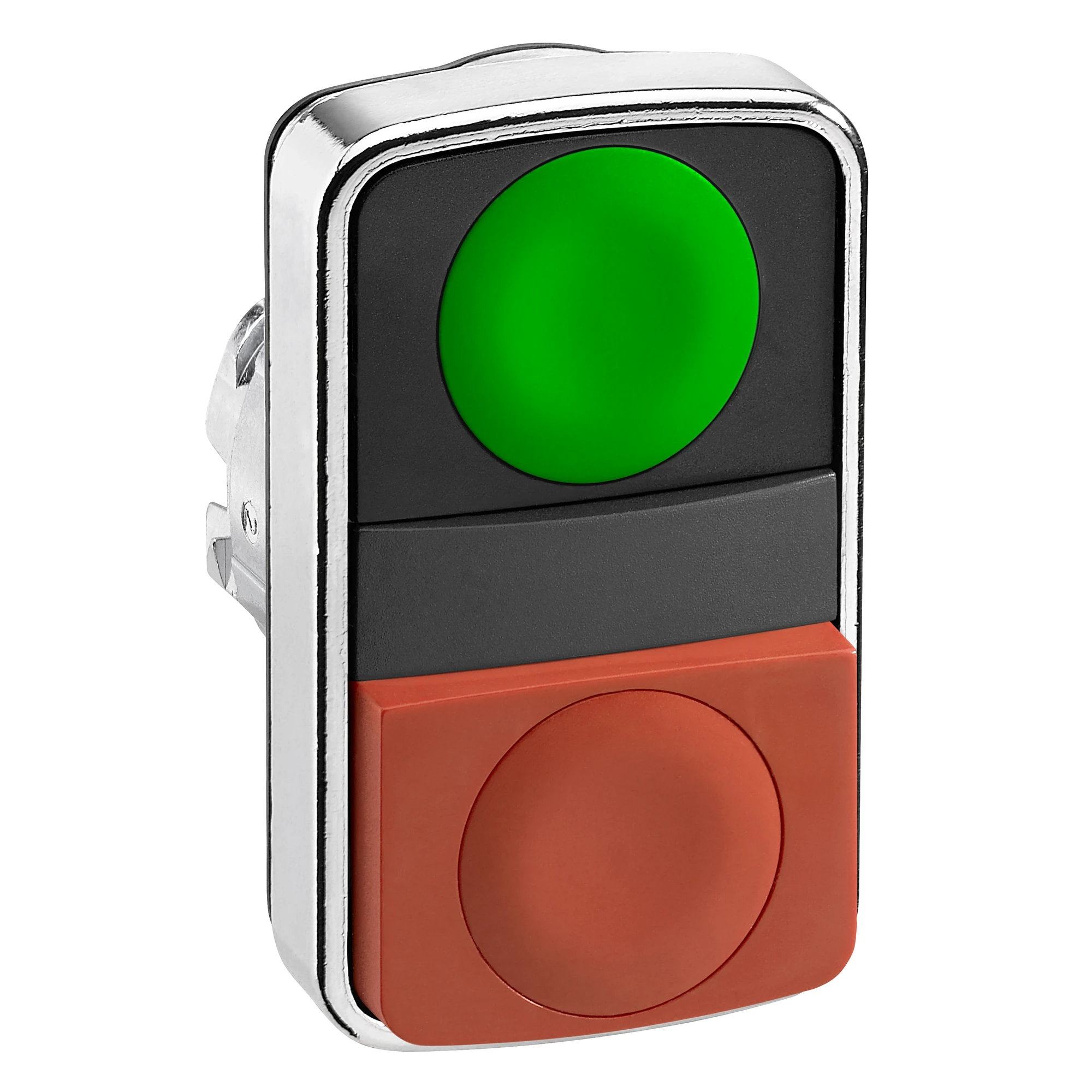 Schneider Electric ZB4BL7340 Double push button, front element, Harmony XB4, metal, 22mm, red, green, unmarked, momentary (img_001)
