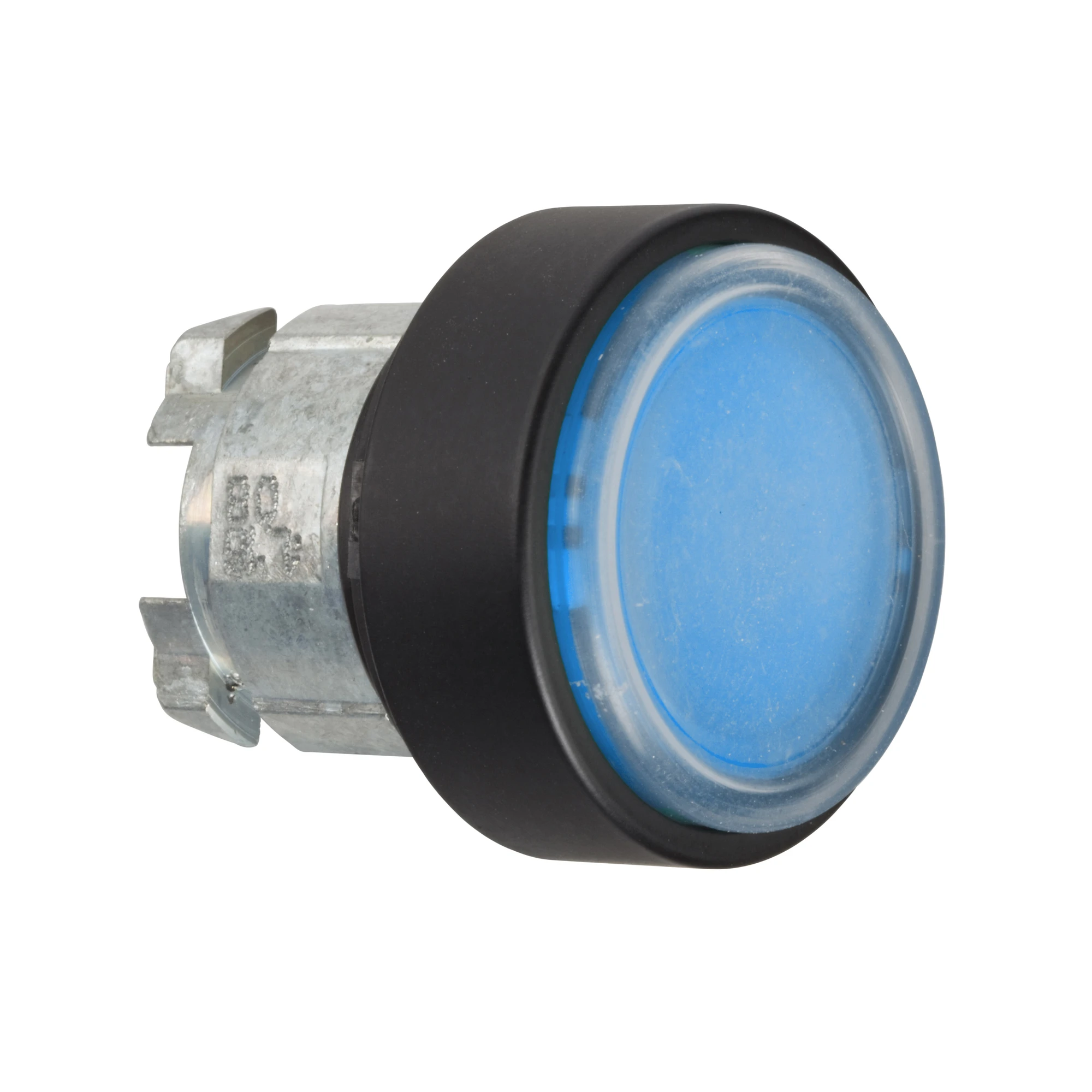 Schneider Electric ZB4BP6837 Push Button, Front Element, Harmony XB4, Metal Black, 22mm, Blue, Protruding, Unlabeled, Momentary, with Protective Cap (img_001)
