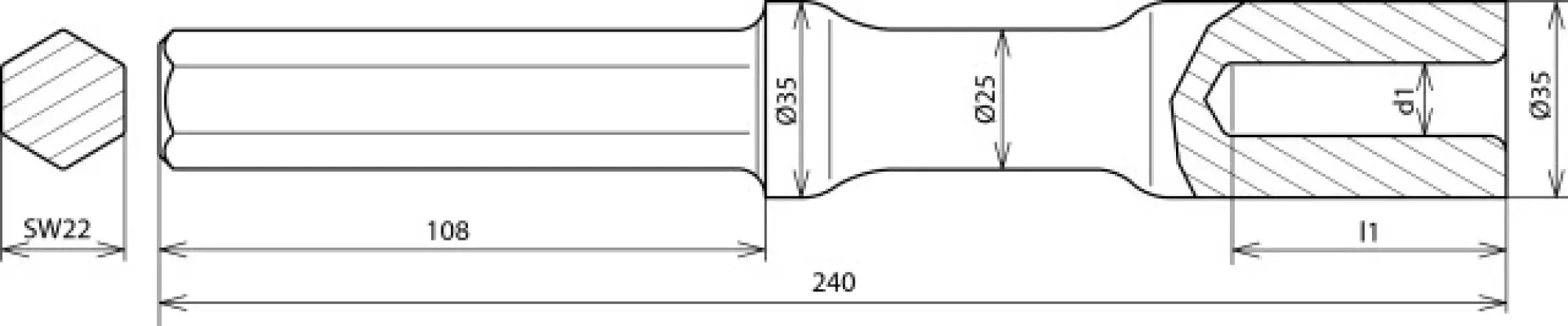 Dehn 620007 Hammer insert for earth rods D 20mm L 240mm for Atlas Copco width across flats 22 (img_004) Dehn 620007 Hammer insert for earth rods D 20mm L 240mm for Atlas Copco width across flats 22 (img_004)