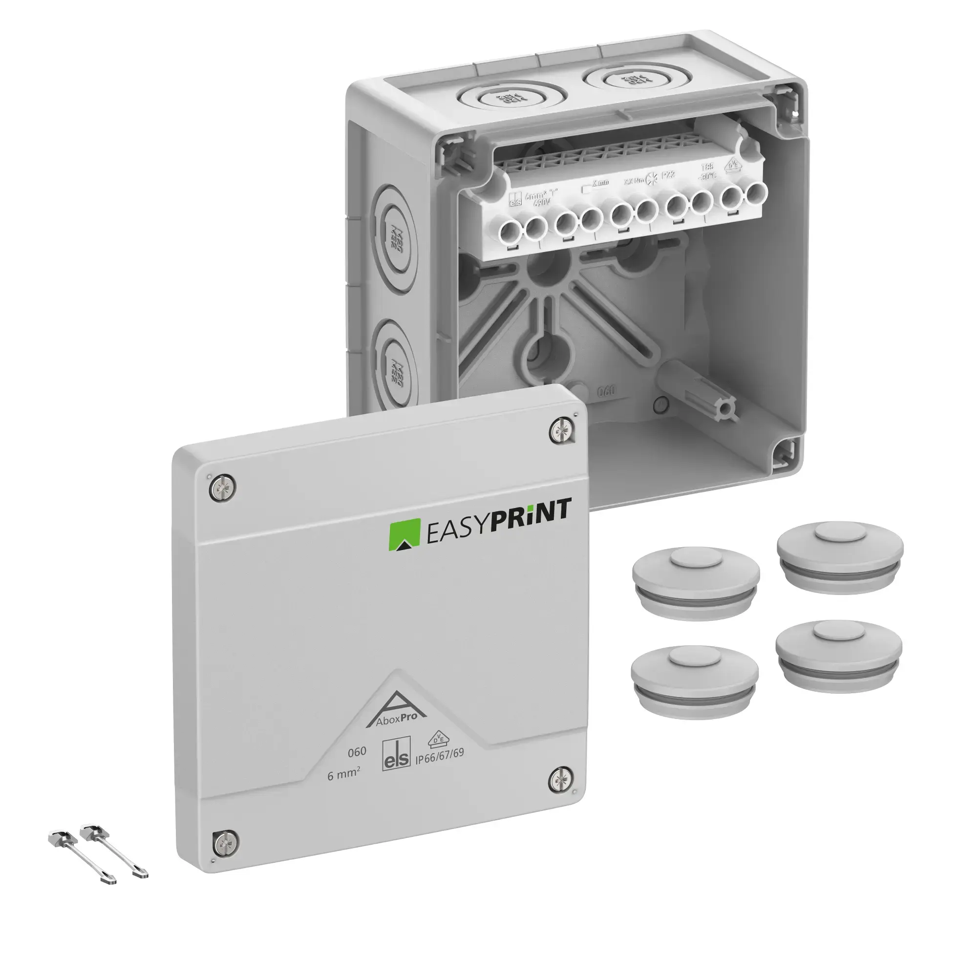 Spelsberg 406420EP Junction box, Type of protection IP66/IP67/IP69, max. 6², Impact strength IK09, Protection class II, Ui 690V AC, Ui 690V DC, DNV, VDE, Halogen free (img_001)