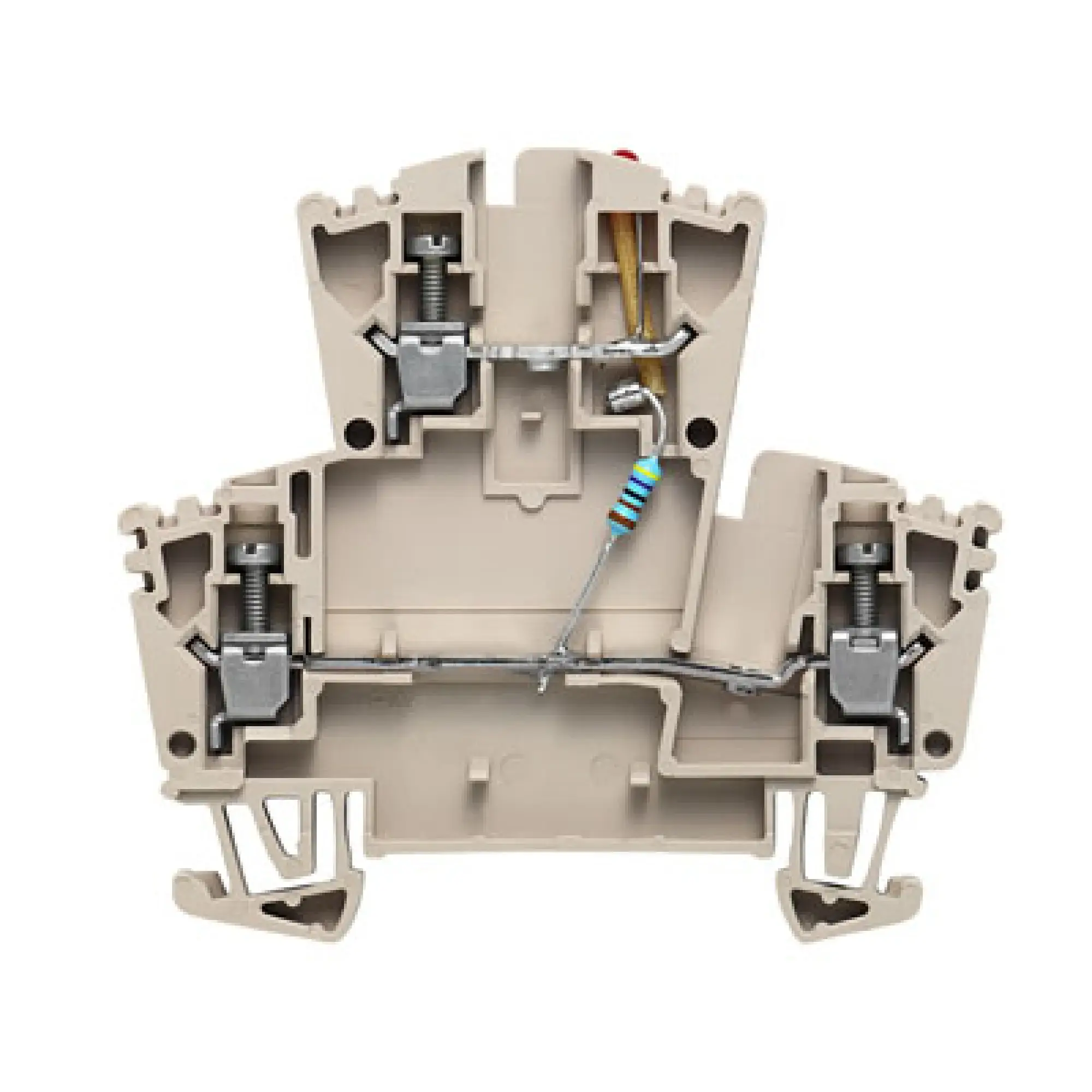 Weidmüller 8023630000 Component terminal block, Screw connection, dark beige, 2.5 mm², 24 V, 24 V, Number of connections: 3, Number of levels: 2, TS 35, V-0, Wemid (img_001)