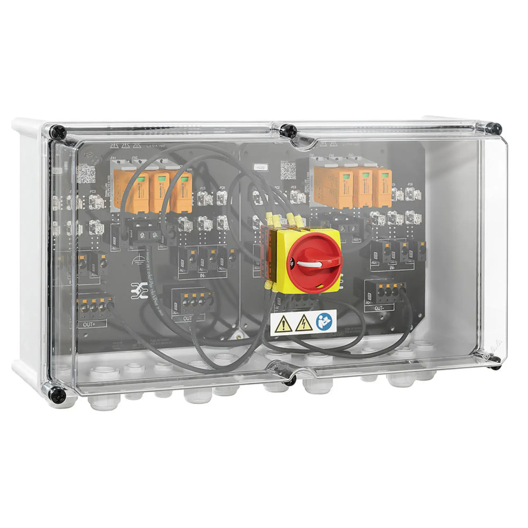 Weidmüller 2683060000 Combiner Box (Photovoltaik), 1000 V, 2 MPP's, 3 Inputs / 3 Outputs per MPP, With fuse holder, Surge protection I / II, Switch disconnector, Cable glan (img_001) Weidmüller 2683060000 Combiner Box (Photovoltaik), 1000 V, 2 MPP's, 3 Inputs / 3 Outputs per MPP, With fuse holder, Surge protection I / II, Switch disconnector, Cable glan (img_001)
