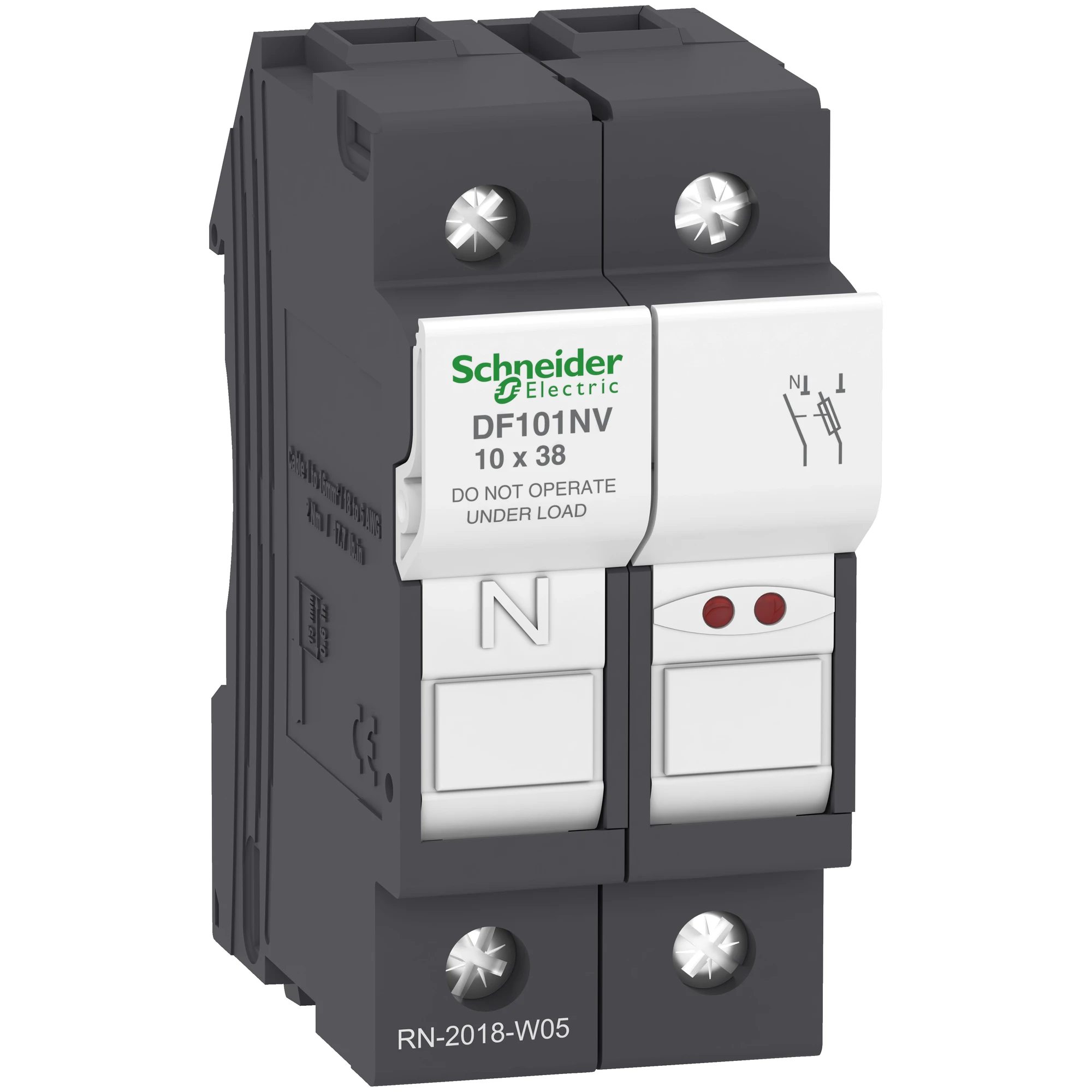Schneider Electric DF101NV Safety switch TeSys 1p N 32A, fuse size 10x38mm, w. ind. for blown fuse (img_001)