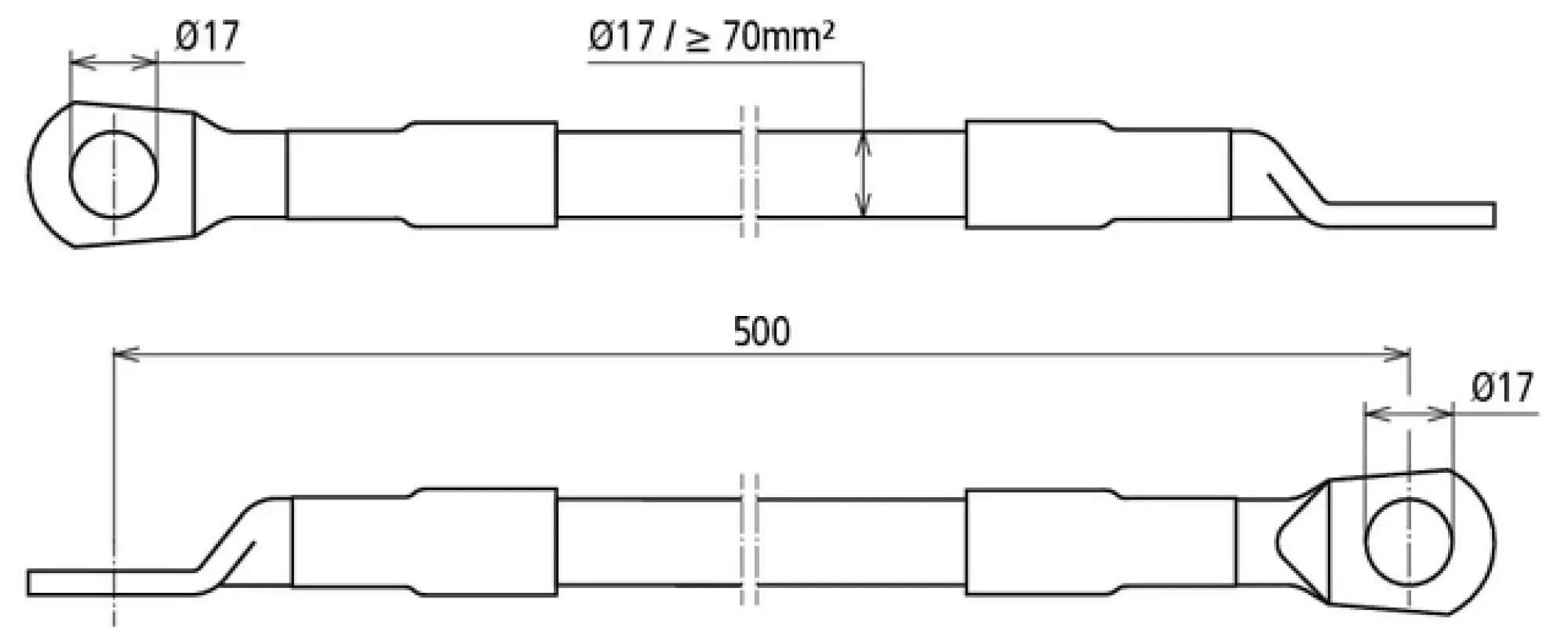 Dehn 419514 CuStAl earthing connector, cable lug on both ends D 17mm L 500mm (img_002)