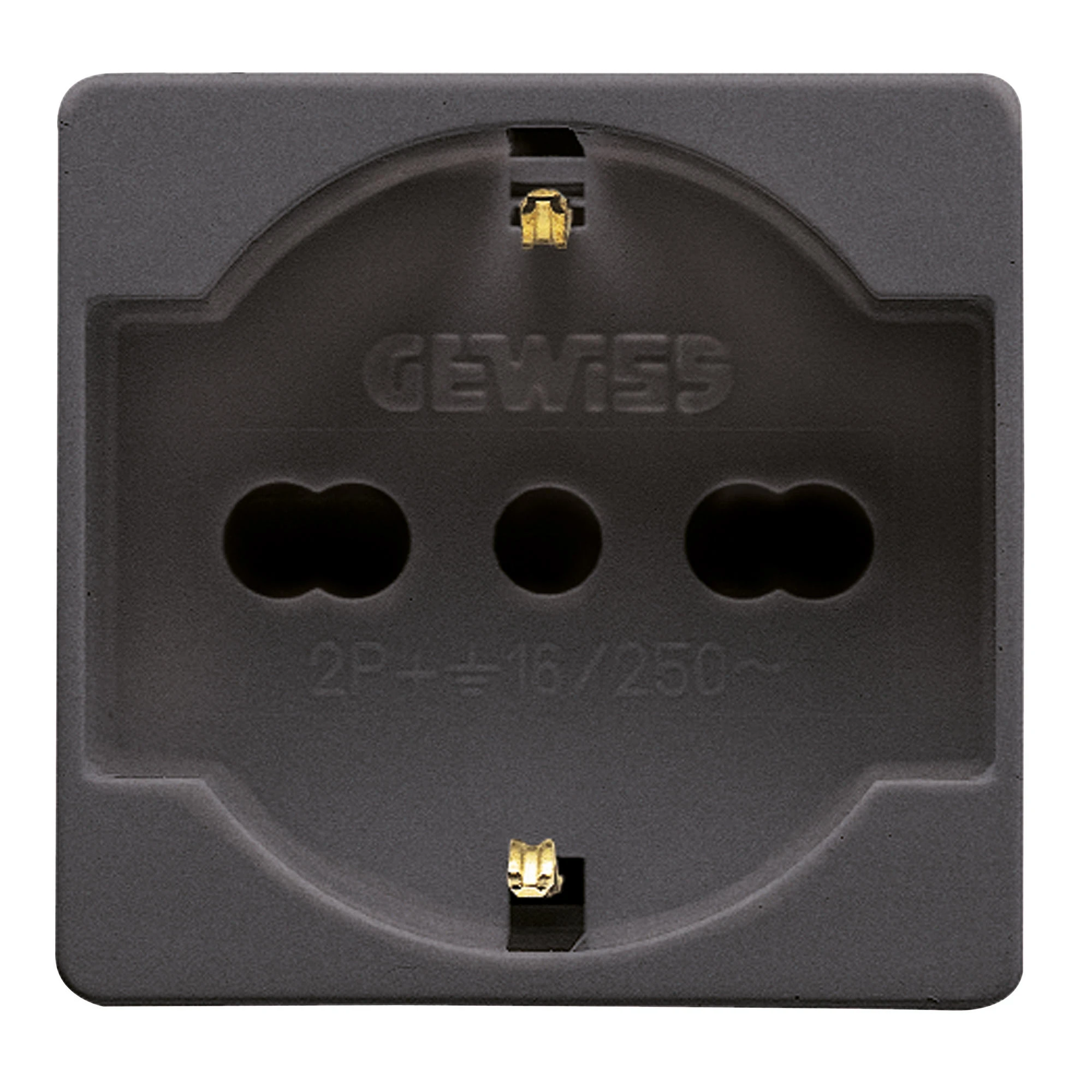 GEWISS GW21246 ITALIAN/GERMAN STANDARD SOCKET-OUTLET 250V ac - 2P+E 16A DUAL AMPERAGE - P40 - 2 MODULES - SYSTEM BLACK (img_001) GEWISS GW21246 ITALIAN/GERMAN STANDARD SOCKET-OUTLET 250V ac - 2P+E 16A DUAL AMPERAGE - P40 - 2 MODULES - SYSTEM BLACK (img_001)