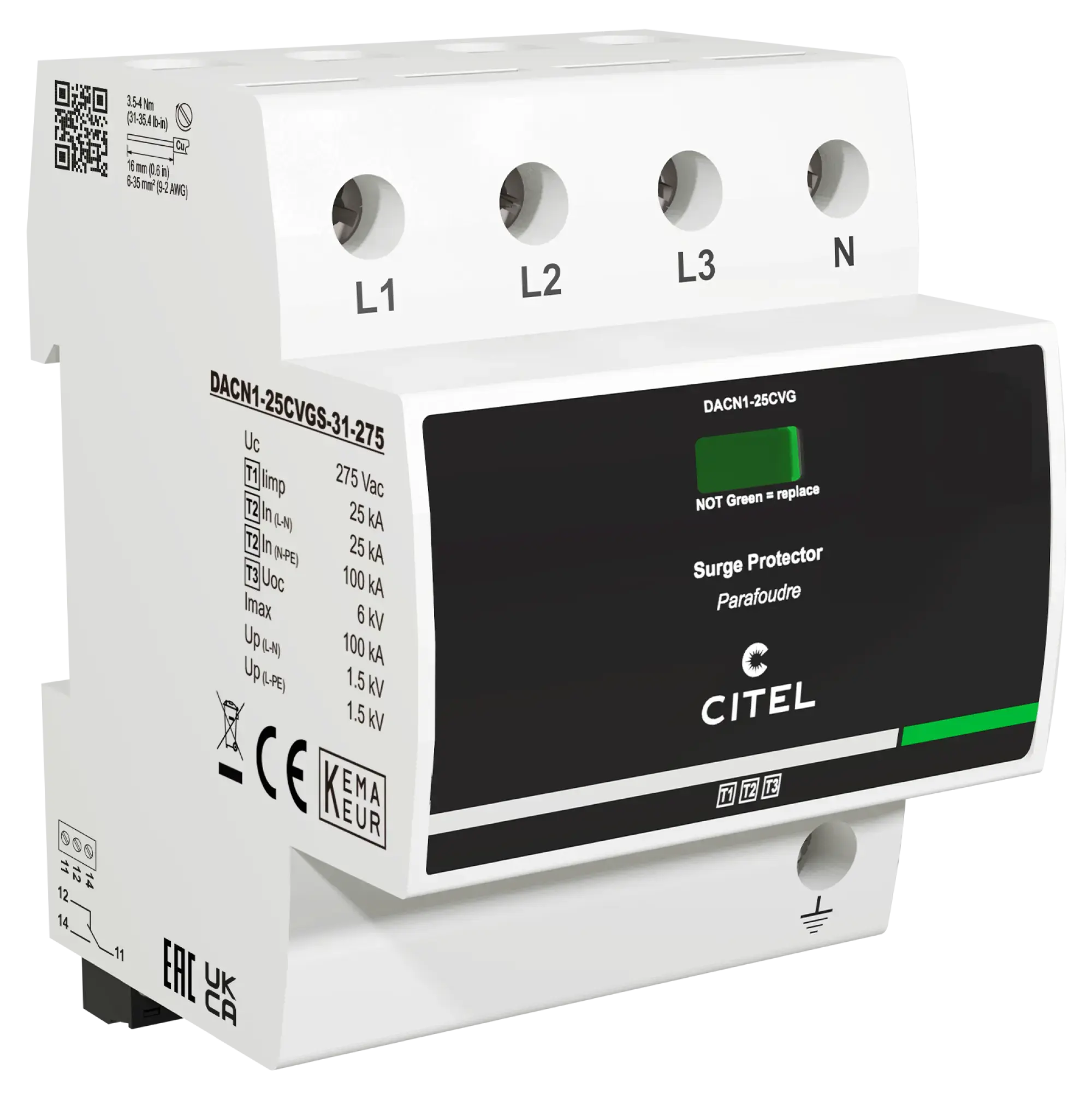 Citel 64135 Kombi-Ableiter 4-polig Typ 2+3 für 230/400 V TT Netze, Kompakte Bauweise (img_001) Citel 64135 Kombi-Ableiter 4-polig Typ 2+3 für 230/400 V TT Netze, Kompakte Bauweise (img_001)