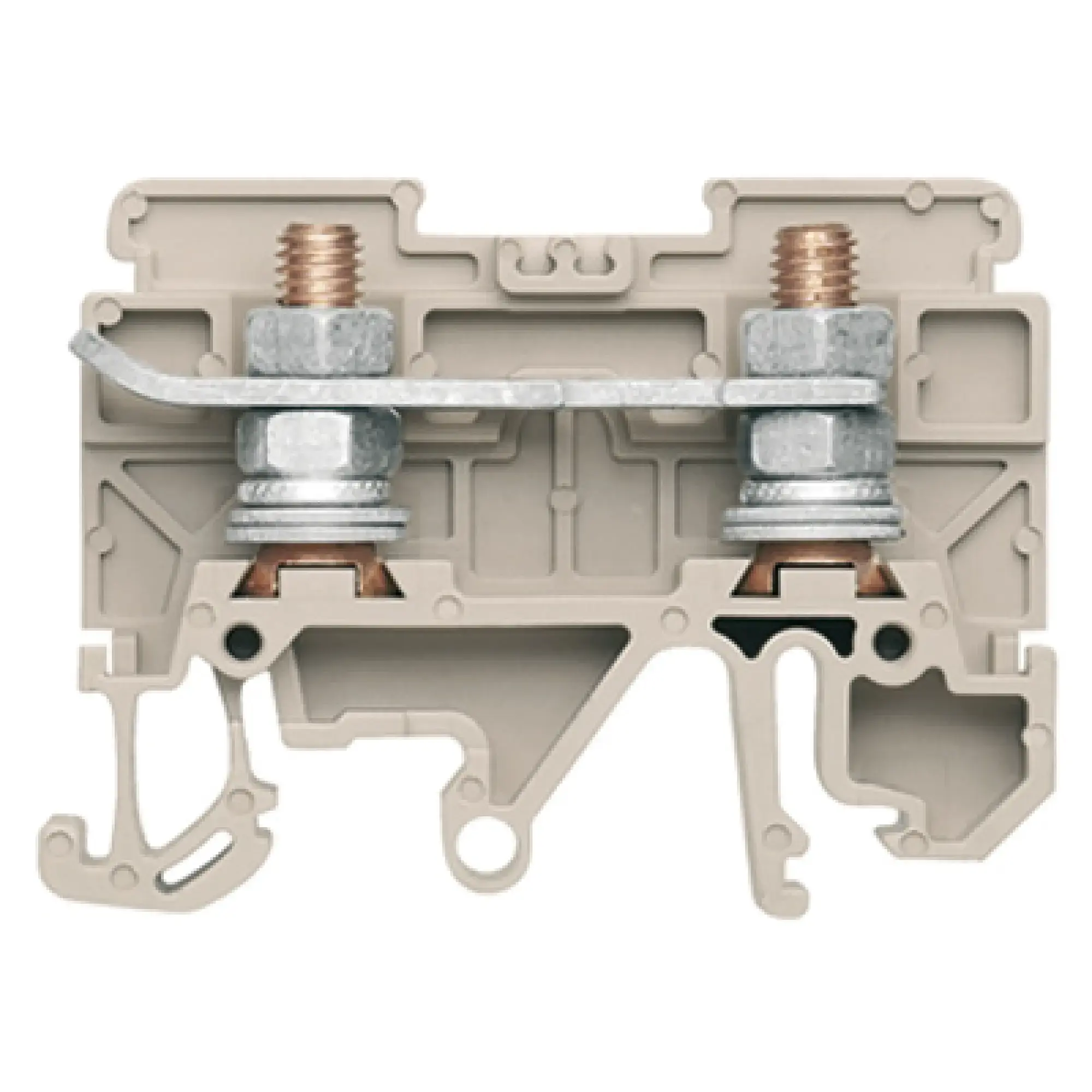 Weidmüller 0448460000 Stud terminal, Screw connection, dark beige, 16 mm², 76 A, 800 V, Number of connections: 2, Number of levels: 1, TS 32, TS 35, V-0, Wemid (img_001)