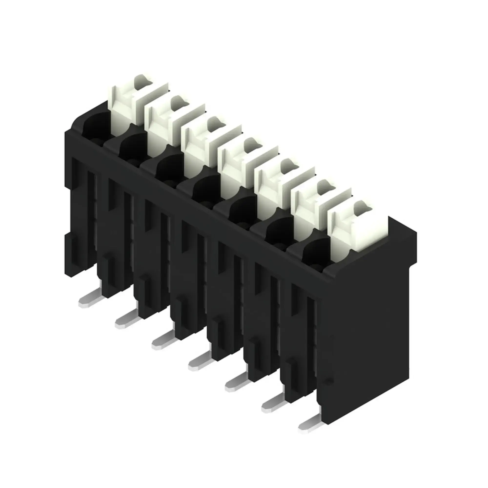 Weidmüller 1250420000 PCB terminal, 160 V, 17.5 A, Pitch in mm: 3.50, 1.5 mm², Number of poles: 7, PUSH IN with actuator, SMD solder connection, 180°, Tape (img_001) Weidmüller 1250420000 PCB terminal, 160 V, 17.5 A, Pitch in mm: 3.50, 1.5 mm², Number of poles: 7, PUSH IN with actuator, SMD solder connection, 180°, Tape (img_001)