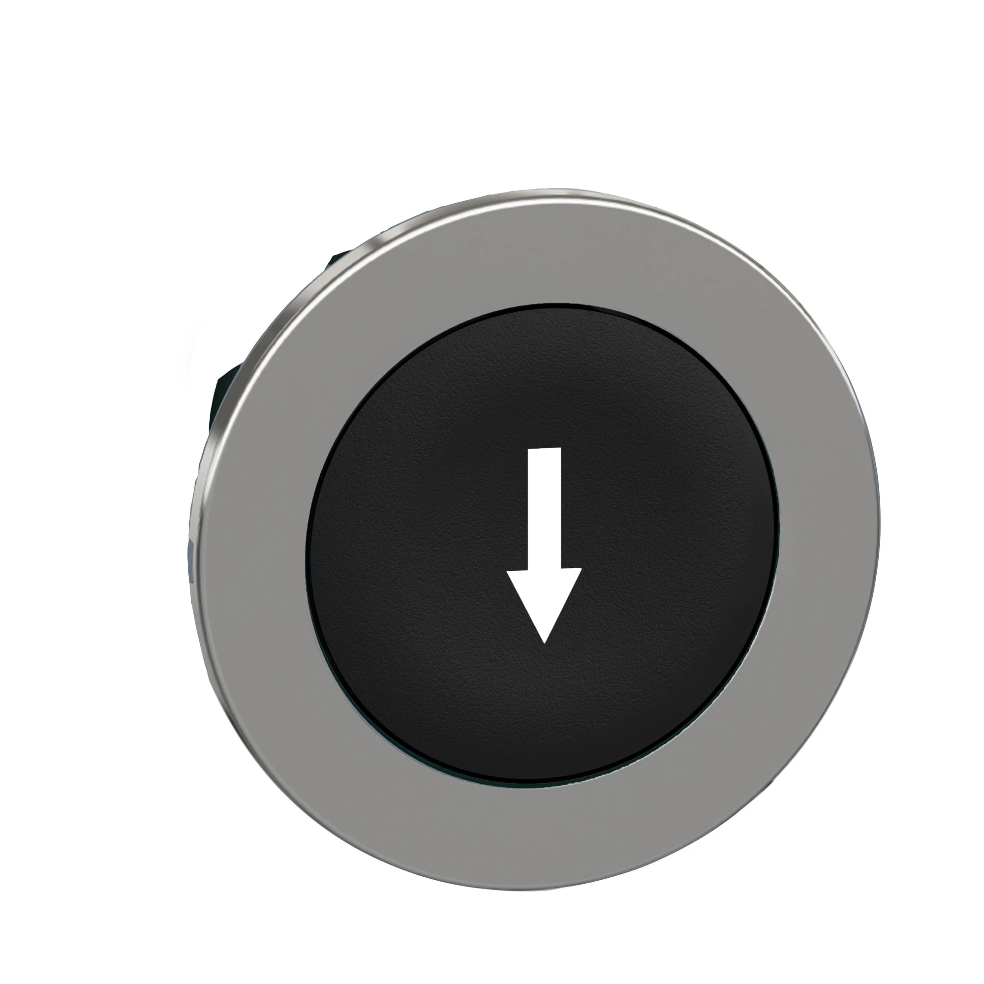 Schneider Electric ZB4FA335 Pushbutton, front element, Harmony XB4F, metal, 30mm, black, labeled arrow down, momentary (img_001)