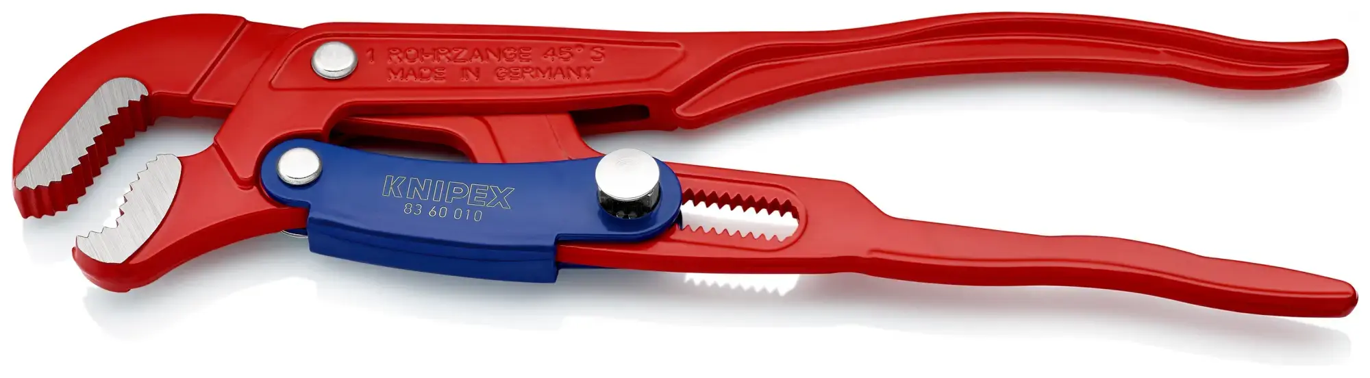 Knipex 83 60 010 Clé serre-tubes en « S » avec réglage rapide revêtement poudre, rouge 330 mm (img_002)