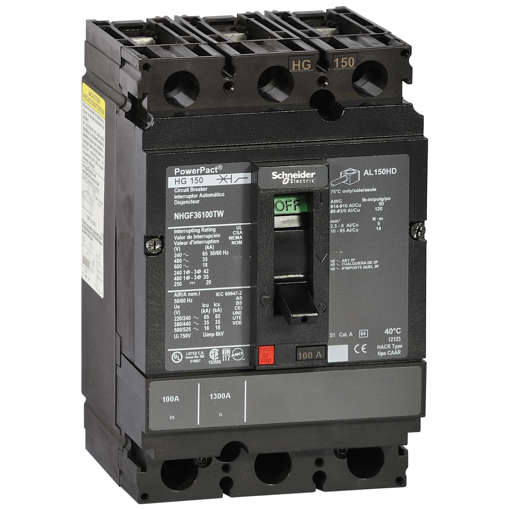 Schneider Electric NHGF36100TW PowerPact Multistandard - H-Frame - 100 A - 65 KA - TM Trip Unit (img_001) Schneider Electric NHGF36100TW PowerPact Multistandard - H-Frame - 100 A - 65 KA - TM Trip Unit (img_001)