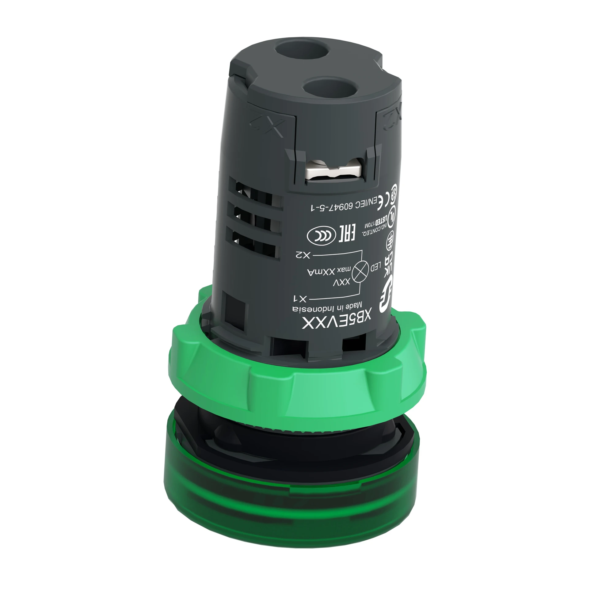 Schneider Electric XB5EVB3 Indicator light, Harmony XB5, plastic, monoblock, green, 22mm, universal LED, smooth dome, 24V ACDC (img_007)