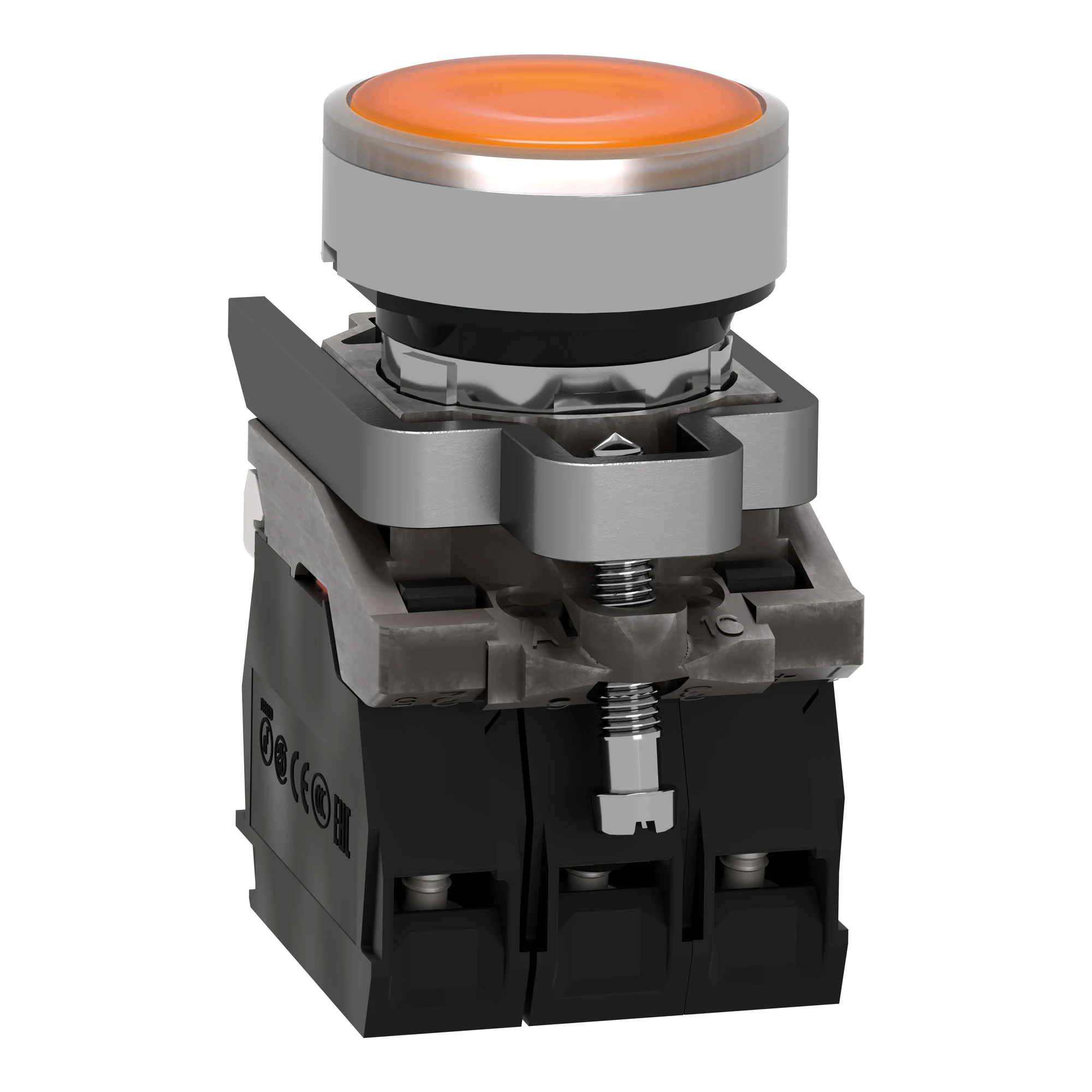 Schneider Electric XB4BW35G5 Illuminated push-button, Harmony XB4, metal, 22mm, orange, unlabelled, universal LED, smooth dome, 1NO+1NC, 110-120V AC (img_006) Schneider Electric XB4BW35G5 Illuminated push-button, Harmony XB4, metal, 22mm, orange, unlabelled, universal LED, smooth dome, 1NO+1NC, 110-120V AC (img_006)