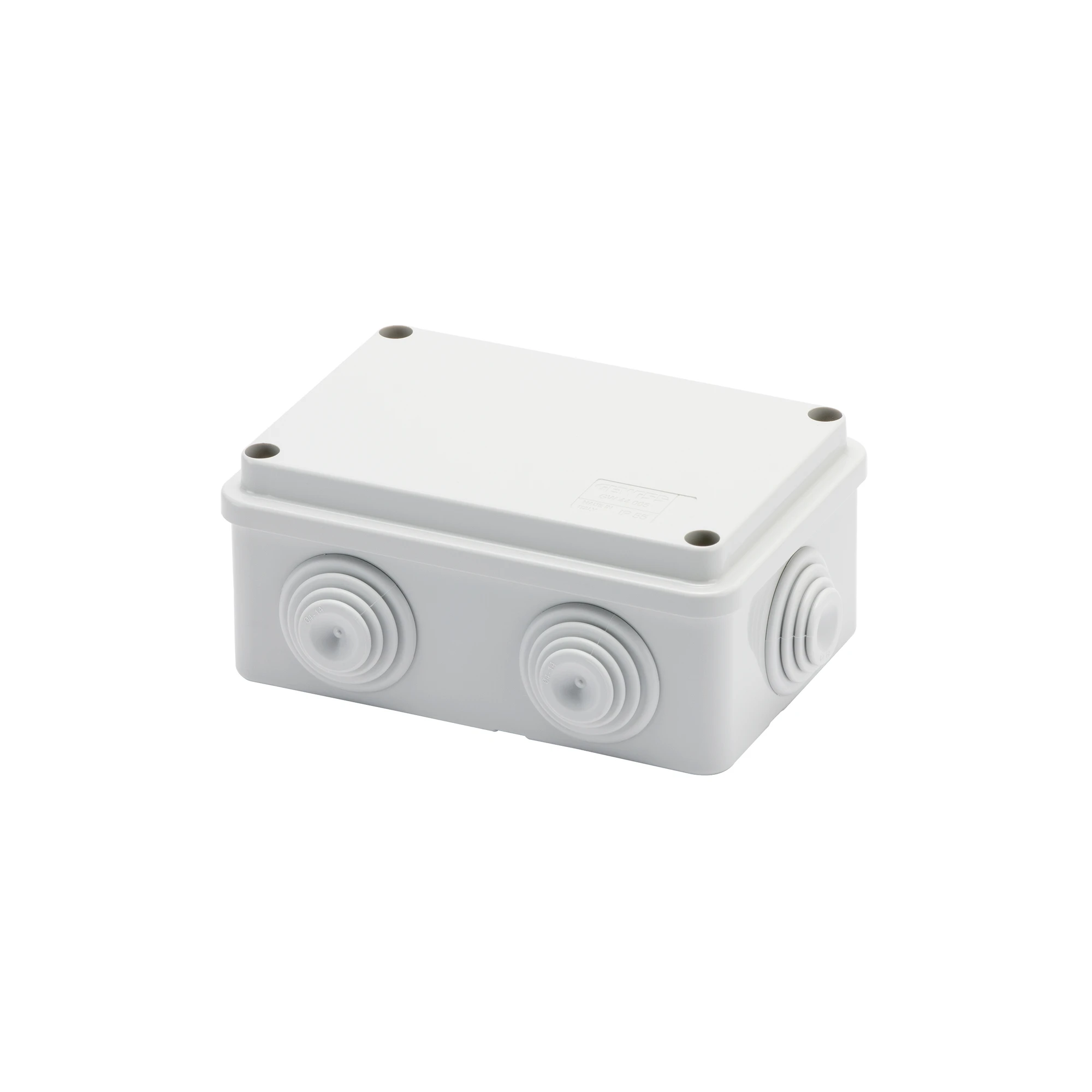 GEWISS GW44005 JUNCTION BOX WITH PLAIN SCREWED LID - IP55 - INTERNAL DIMENSIONS 120X80X50 - WALLS WITH CABLE GLANDS - GREY RAL 7035 (img_001)