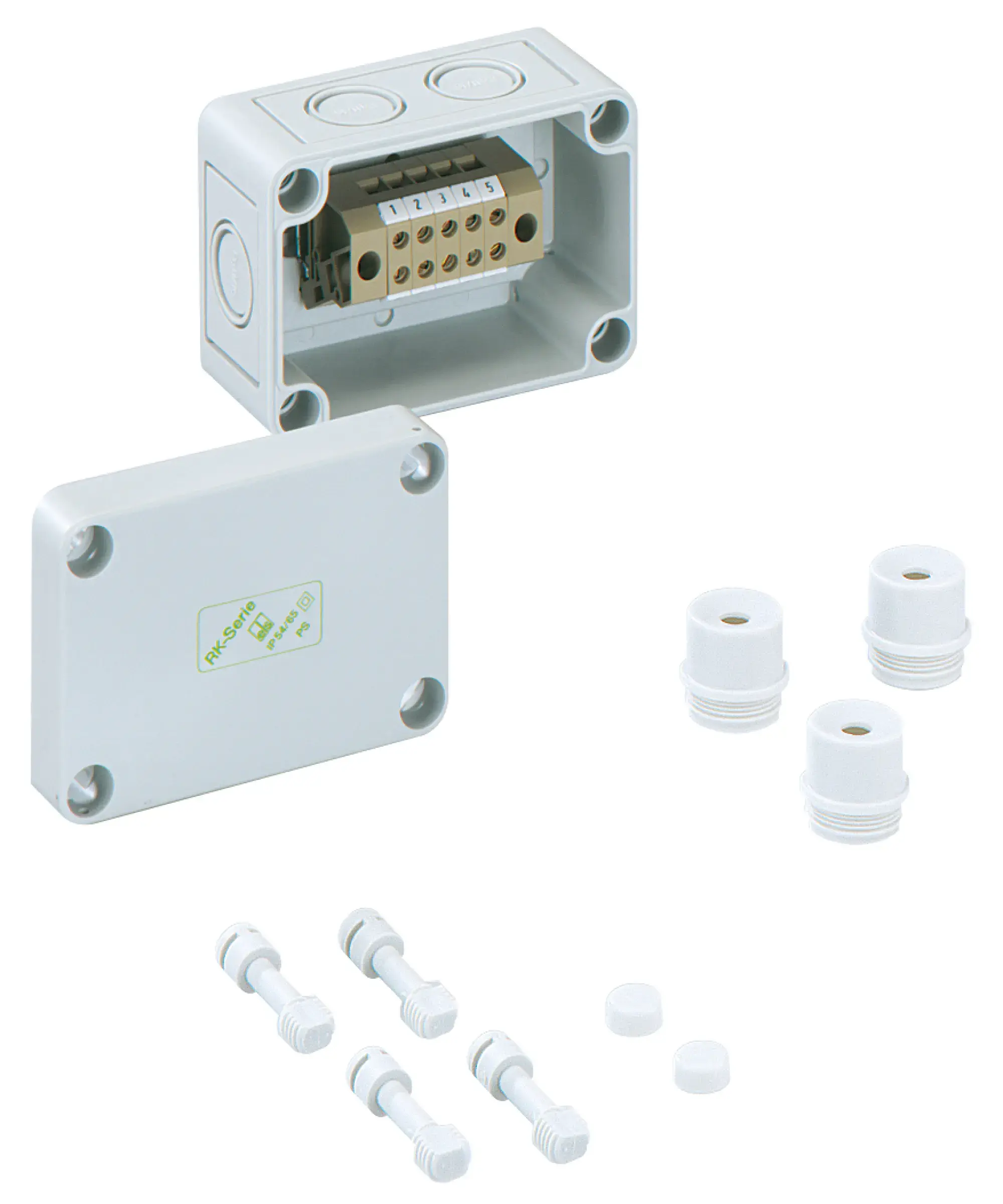 Spelsberg 63540401 Terminal block enclosure, Type of protection IP54/IP66 , max. 4², Impact strength IK08, Protection class II, Ui 400V AC, Halogen free (img_001)