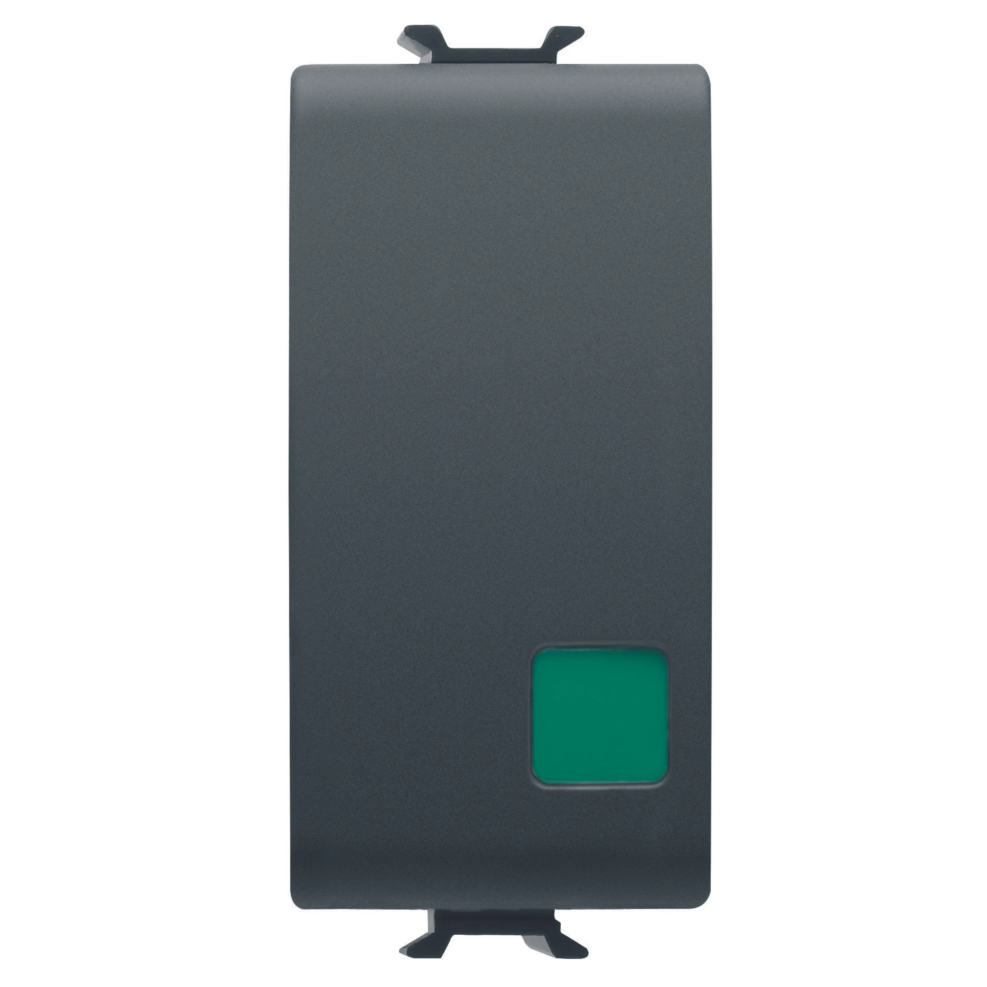 GEWISS GW12139 PUSH-BUTTON 1P 250V ac - NO+NC 16A - START - GREEN LENS - 1 MODULE - SATIN BLACK – CHORUSMART (img_001)