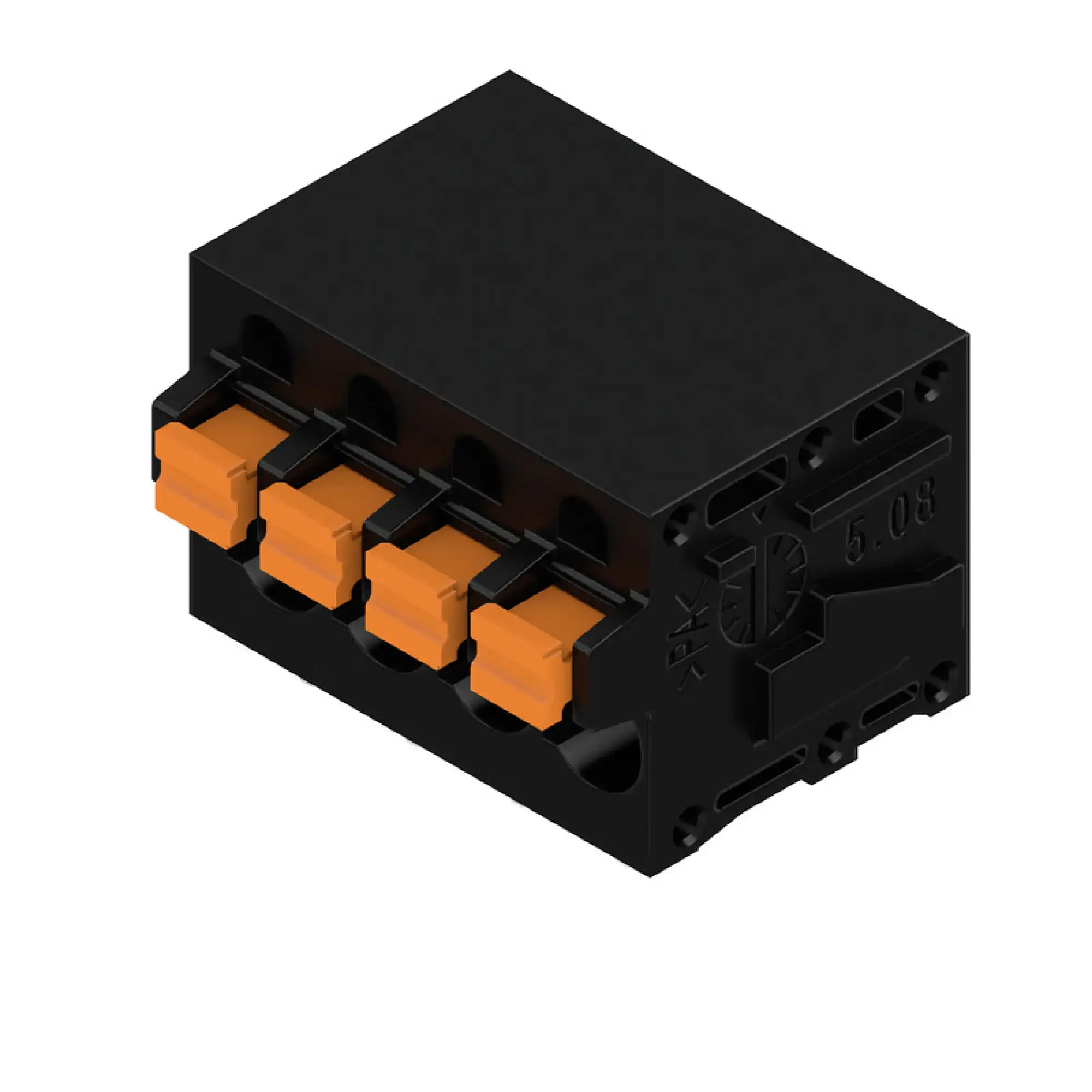 Weidmüller 1425830000 PCB terminal, 320 V, 24 A, Pitch in mm: 5.08, 2.5 mm², Number of poles: 4, PUSH IN with actuator, THT solder connection, 90°, Box (img_001)