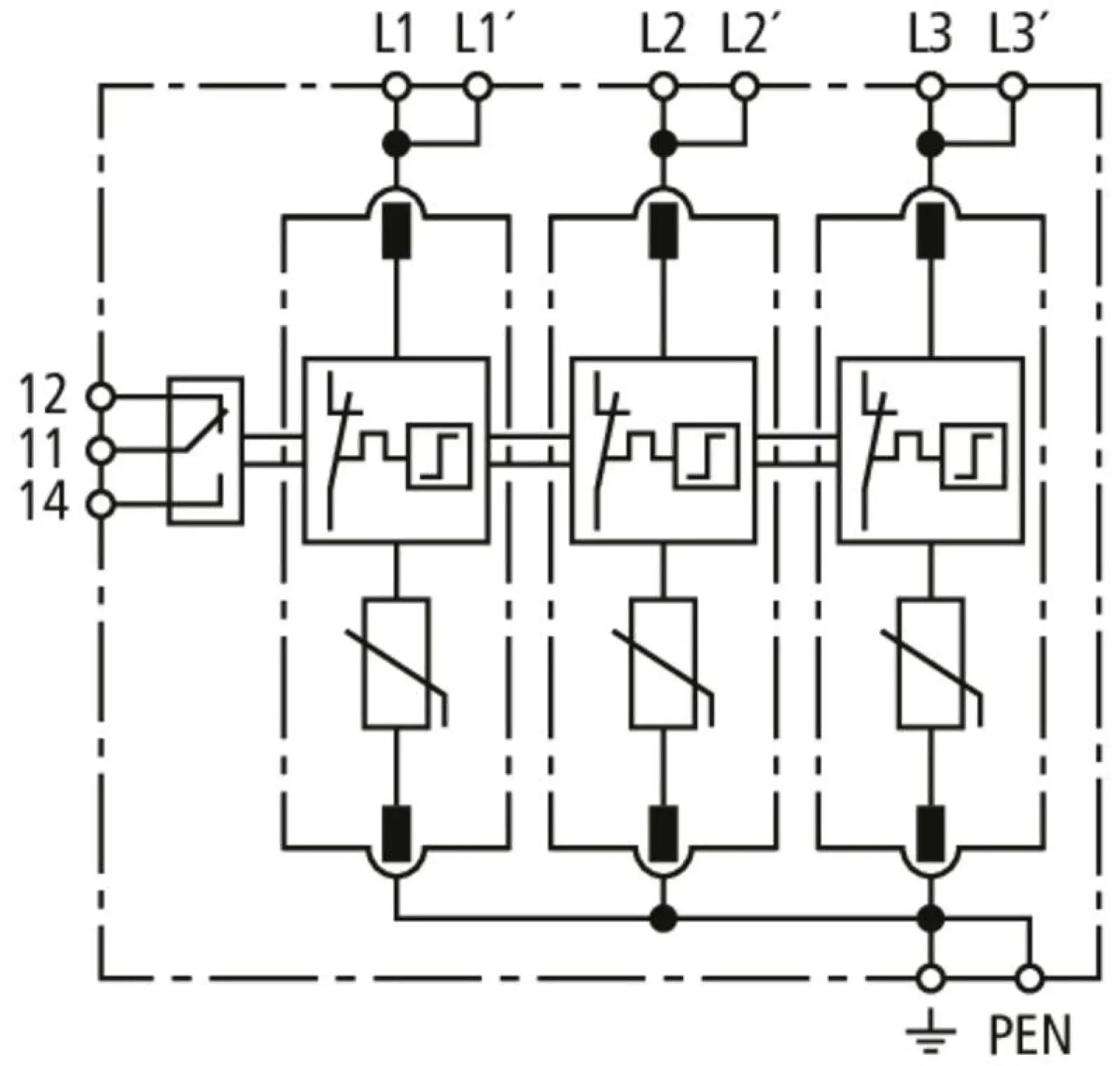 Dehn 943306 Ueberspannungsableiter Typ 2+3 DEHNguard SMD 3-polig fuer TN-C-Systeme (img_003)