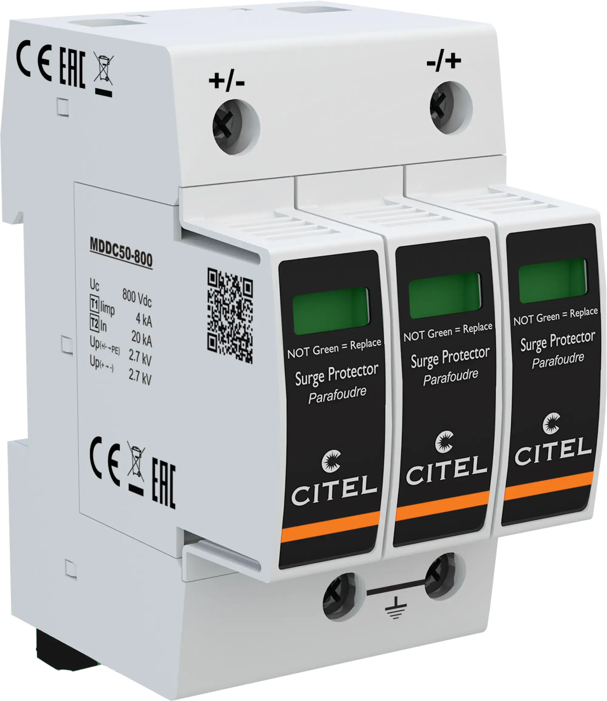 Citel 828511363 Überspannungsableiter 2-polig Typ 2 bis 800 VDC, für Energy-Storage-Systeme (img_001)