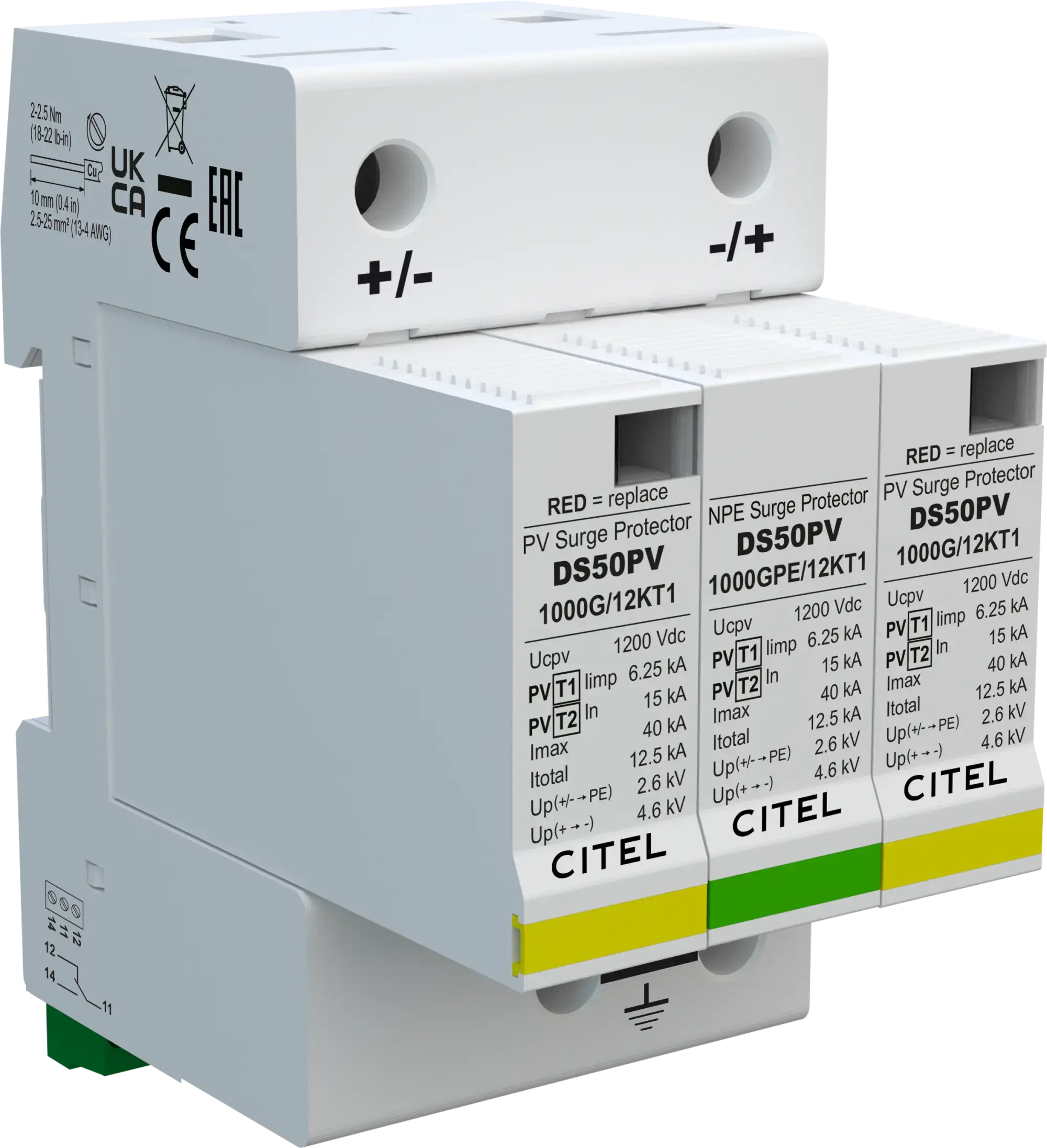 Citel 482393 Kombi-Ableiter 2-polig Typ 1+2 für 1000 VDC Photovoltaik-Anwendungen (img_001)