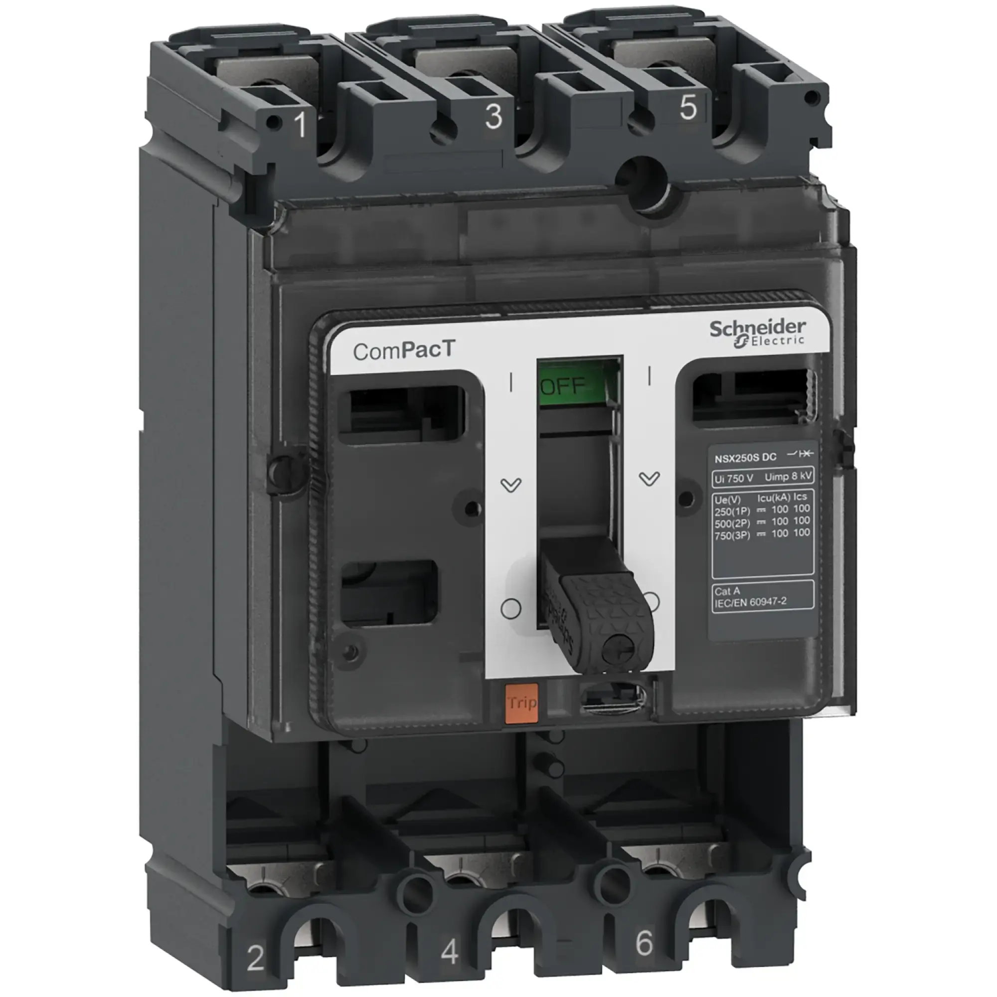 Schneider Electric C10F3D Compact power circuit breaker base switch ComPacT NSX100F DC 100 A 3P 36kA/750 VDC, without trip unit (img_002)