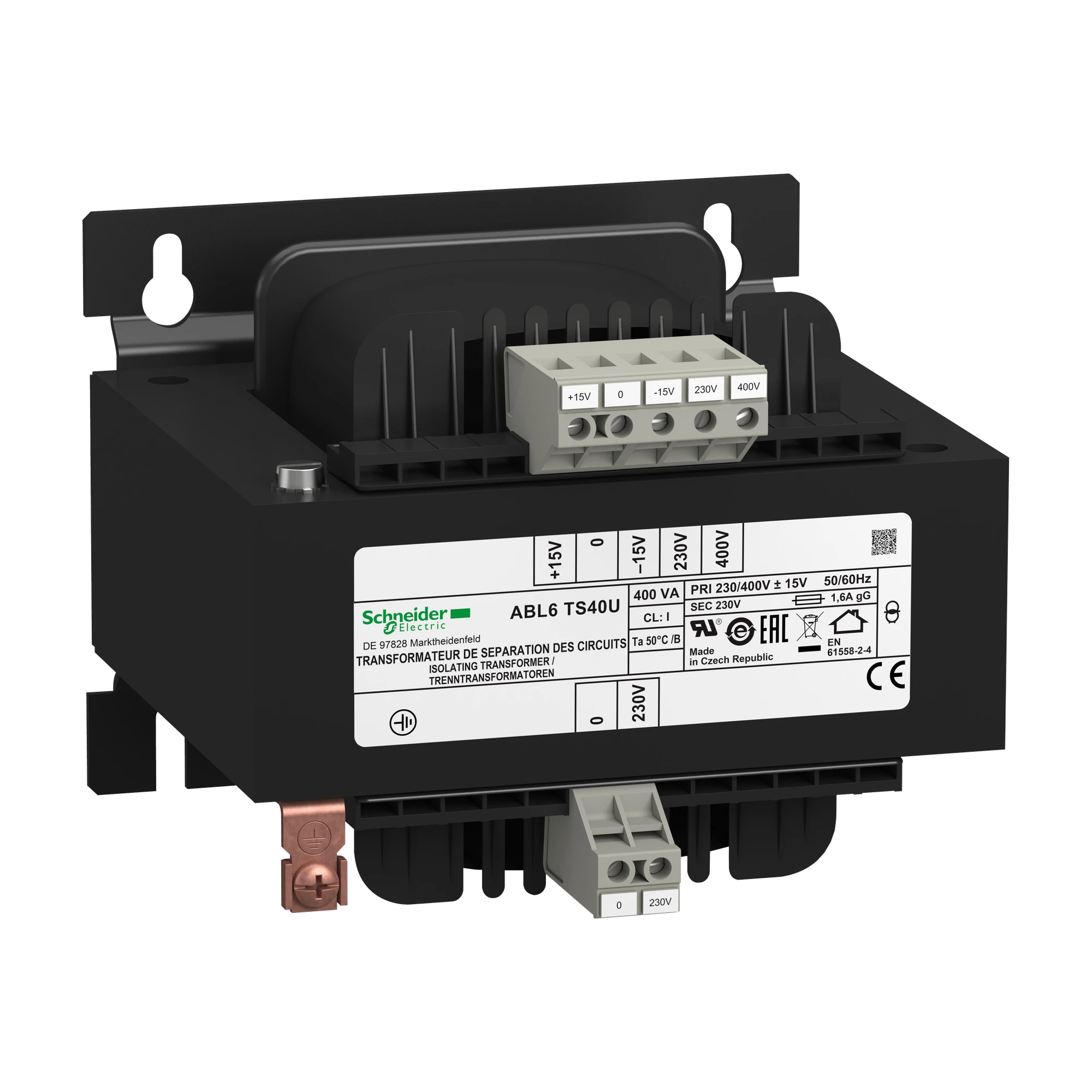 Schneider Electric ABL6TS40U Safety Isolation Transformer, Modicon ABL6, Input 230/400V AC, Output 230V AC, 400VA (img_001) Schneider Electric ABL6TS40U Safety Isolation Transformer, Modicon ABL6, Input 230/400V AC, Output 230V AC, 400VA (img_001)